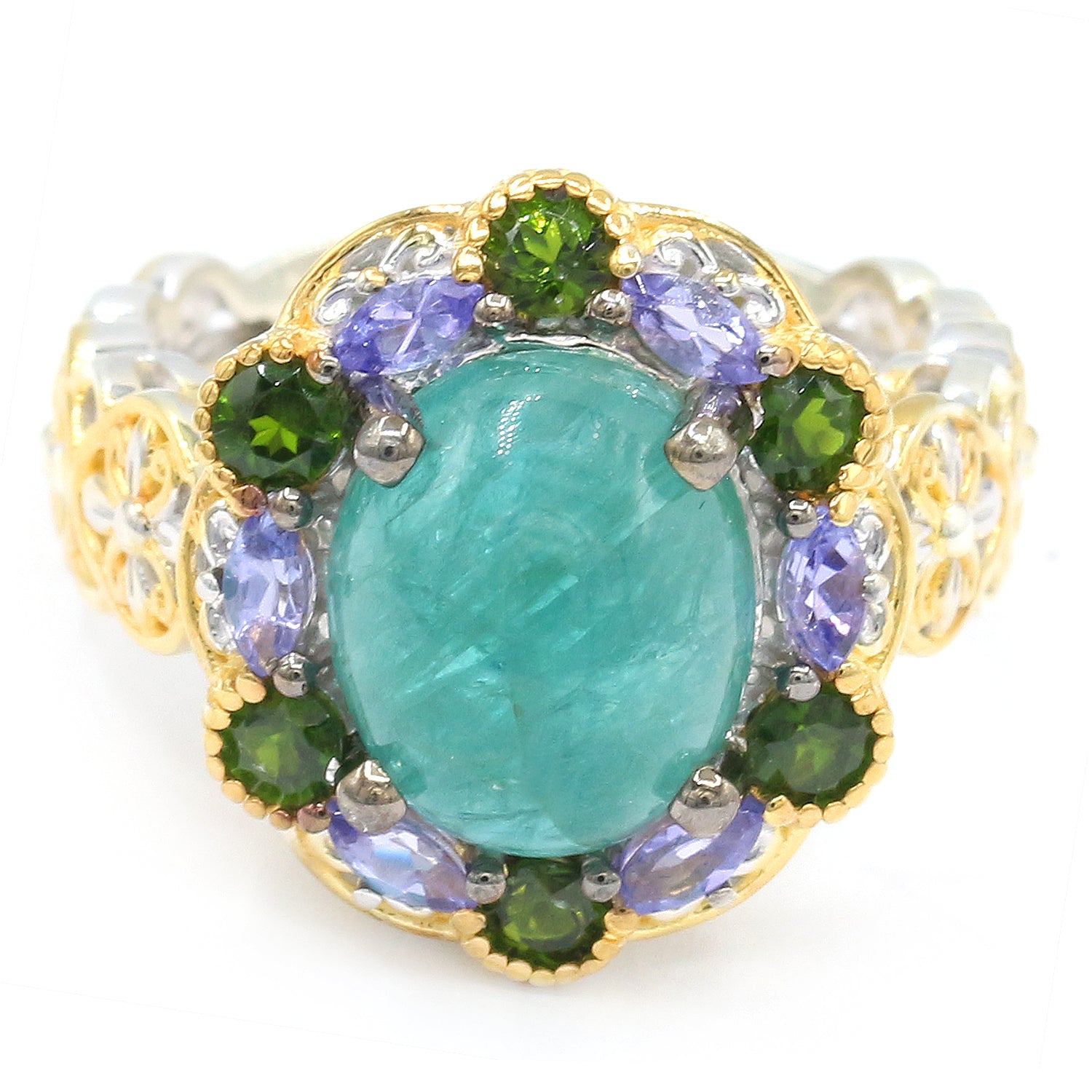 Gems en Vogue One-of-a-Kind Grandidierite, Chrome Diopside & Tanzanite Ring