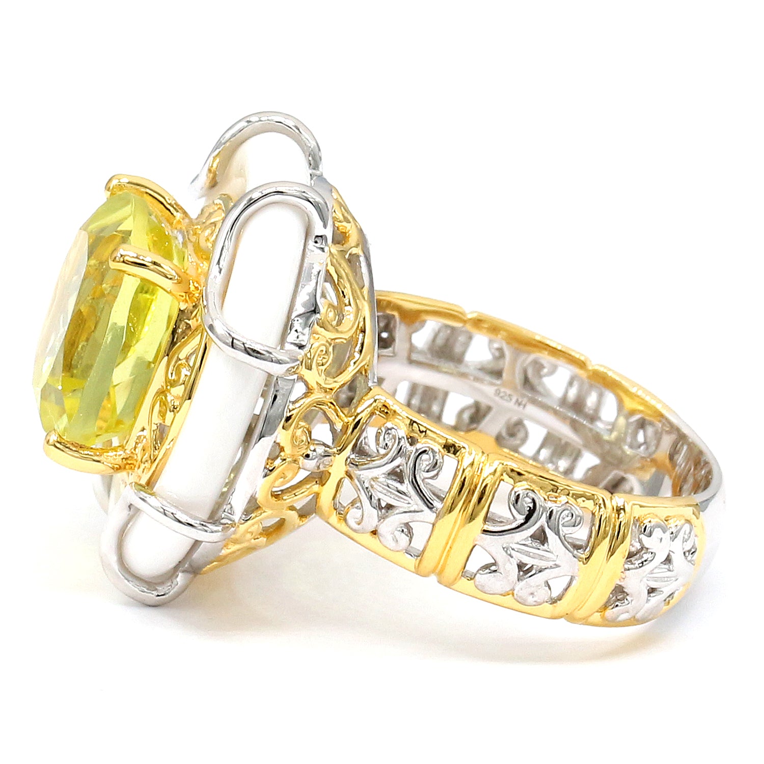 Gems en Vogue 5.45ctw Ouro Verde & Donut White Agate Ring