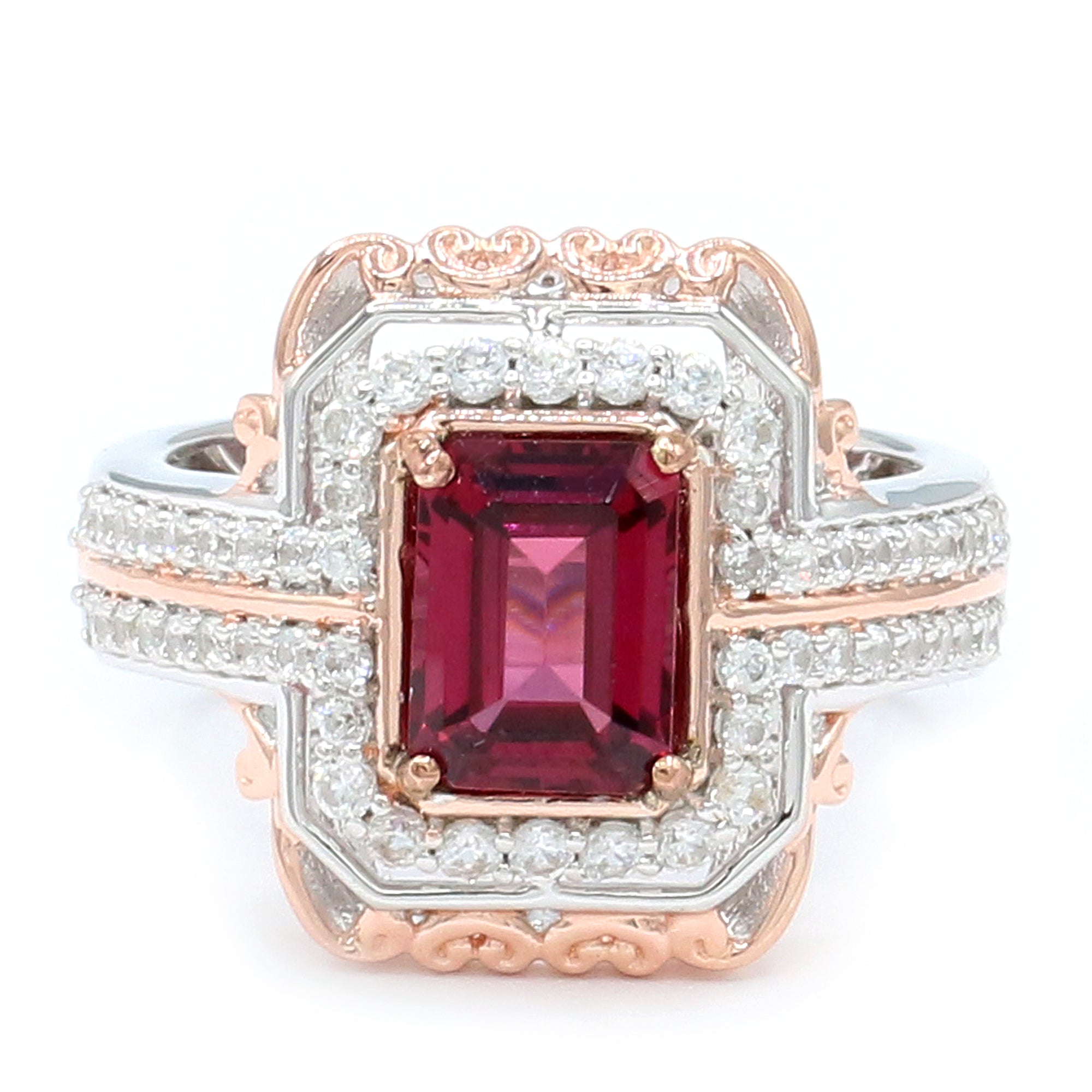 Gems en Vogue 3.03ctw Rhodolite Garnet & White Zircon Ring