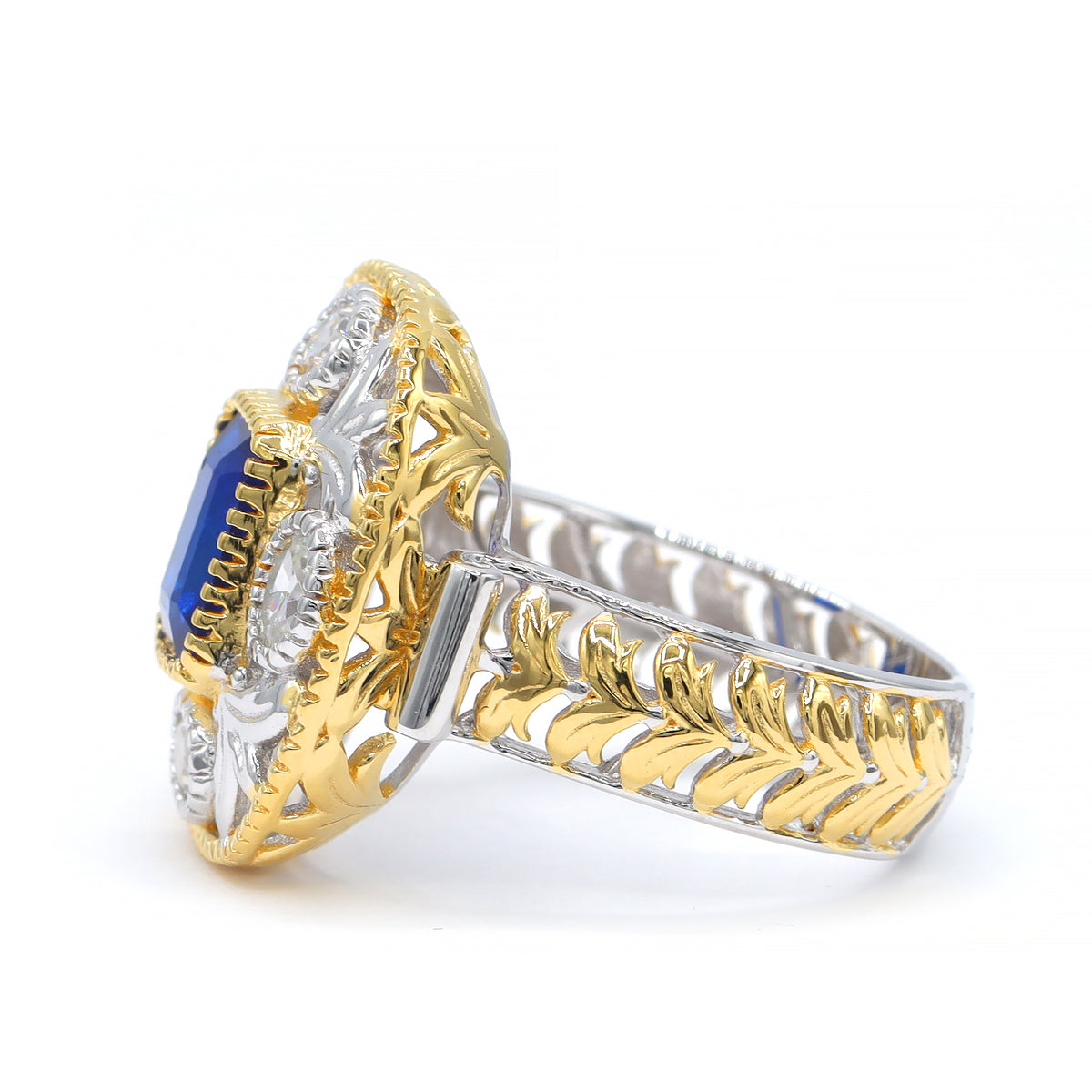 Gems en Vogue One-of-a-Kind 24K Palladium Silver 2.75ctw Cobalt Blue Spinel & White Zircon Ring
