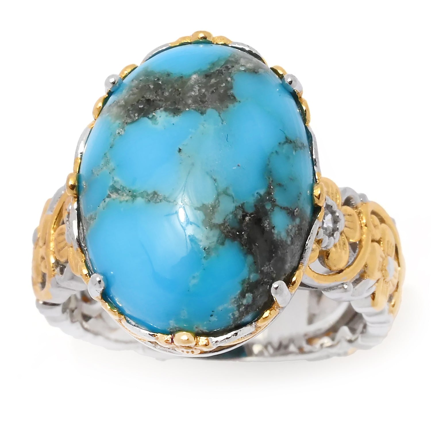 Gems en Vogue Kaolin Turquoise & White Zircon Ring