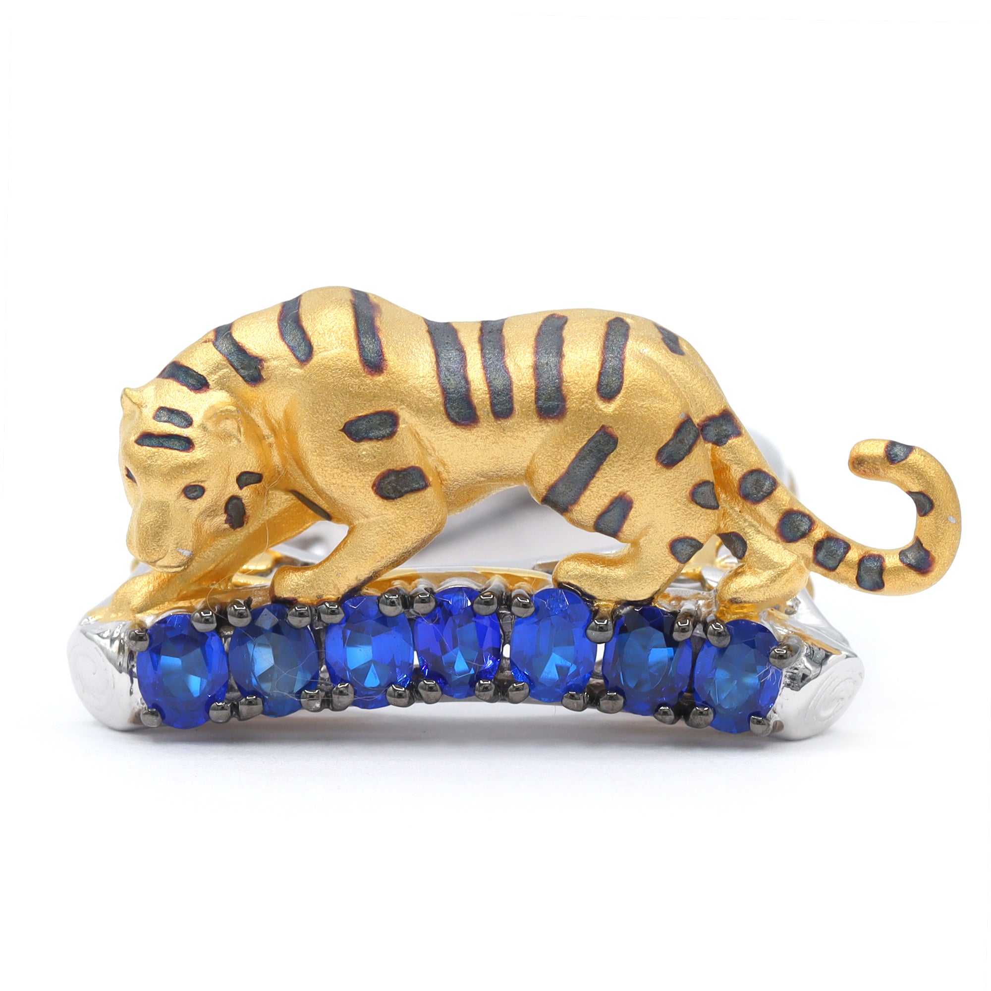 Gems en Vogue One-of-a-Kind 24K Palladium Silver 1.19ctw Cobalt Blue Spinel Tiger Ring