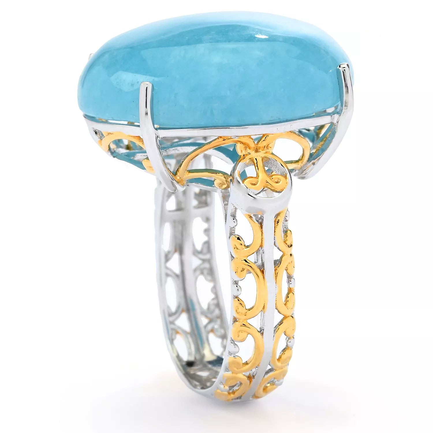 Gems en Vogue Round Aqua Blue Quartz Ring