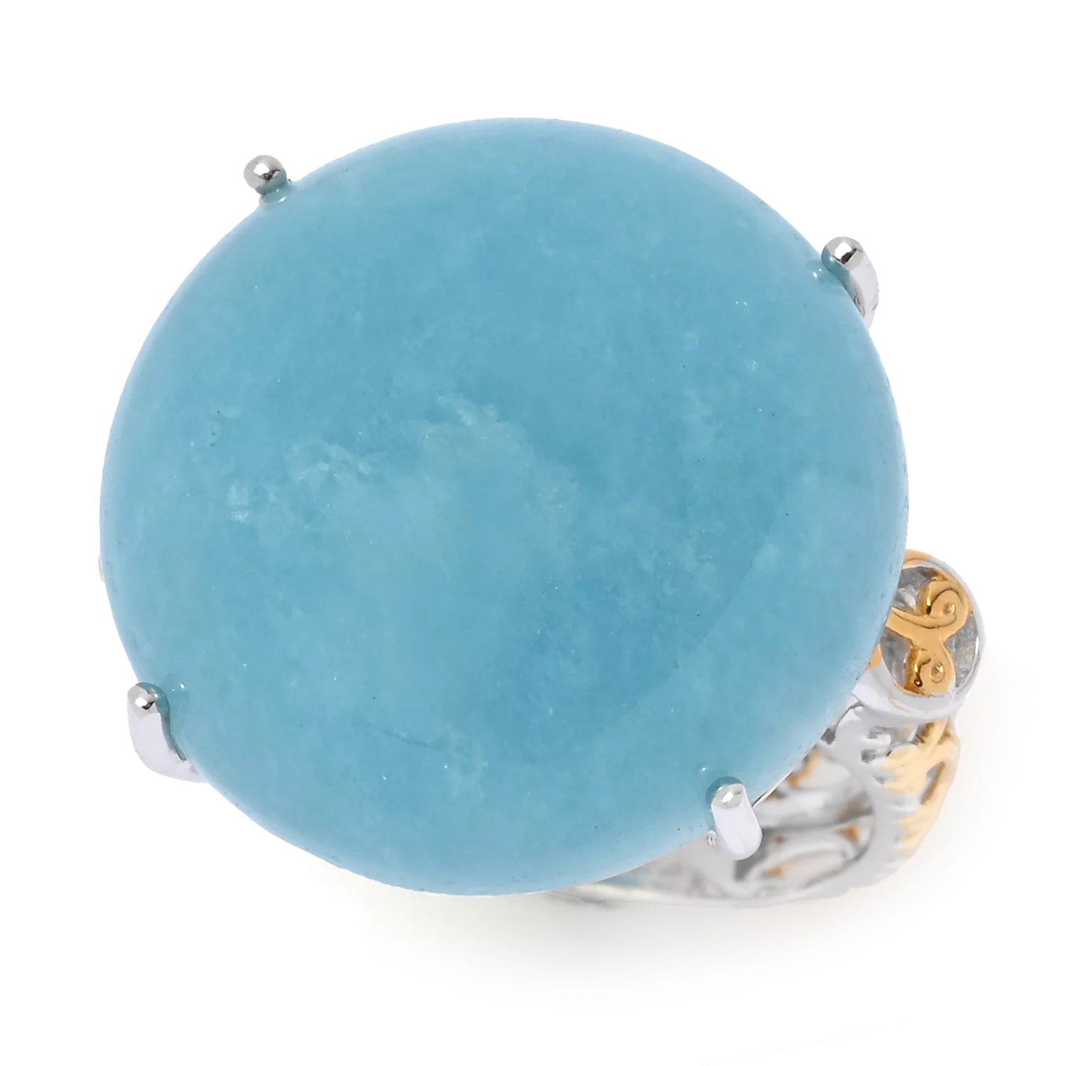 Gems en Vogue Round Aqua Blue Quartz Ring