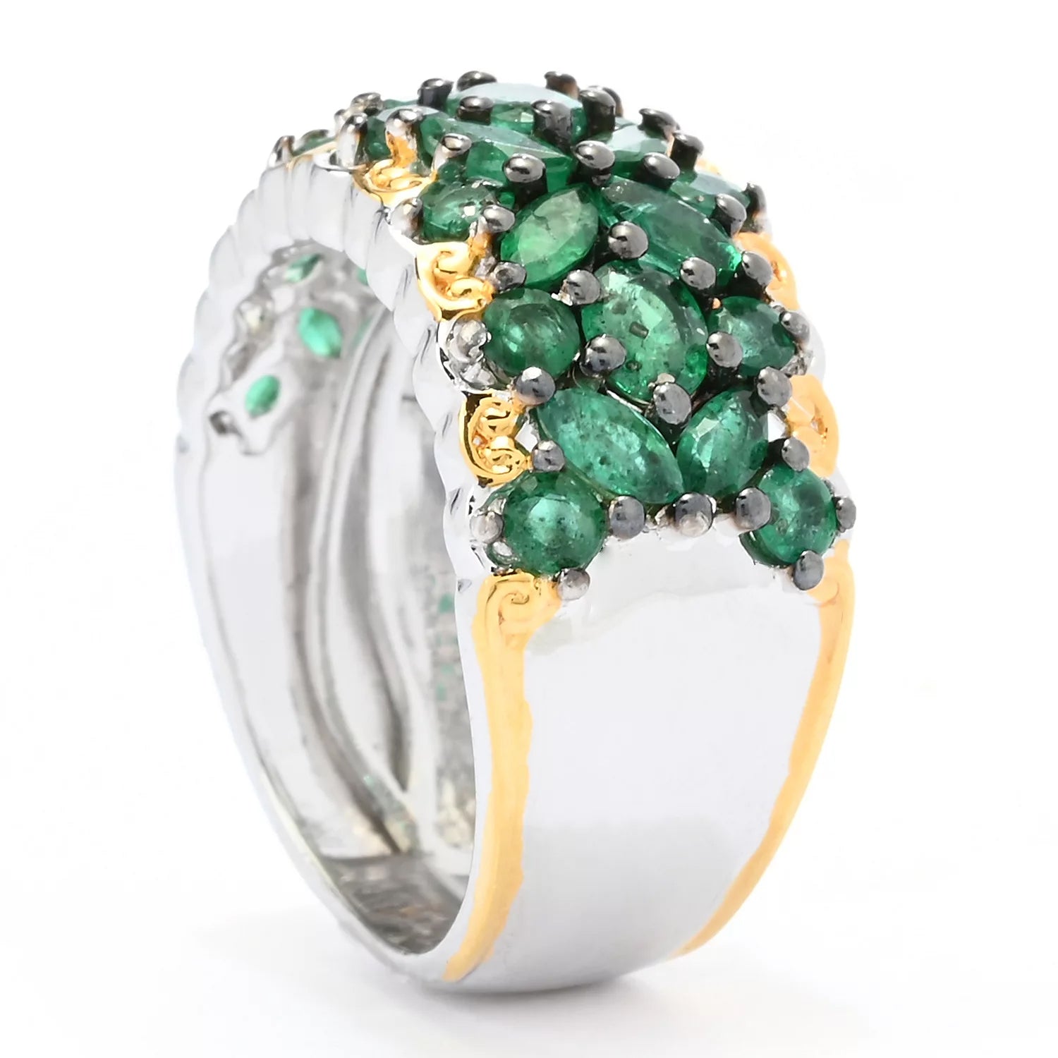 Gems en Vogue 2.14ctw Grizzly Emerald Band Ring