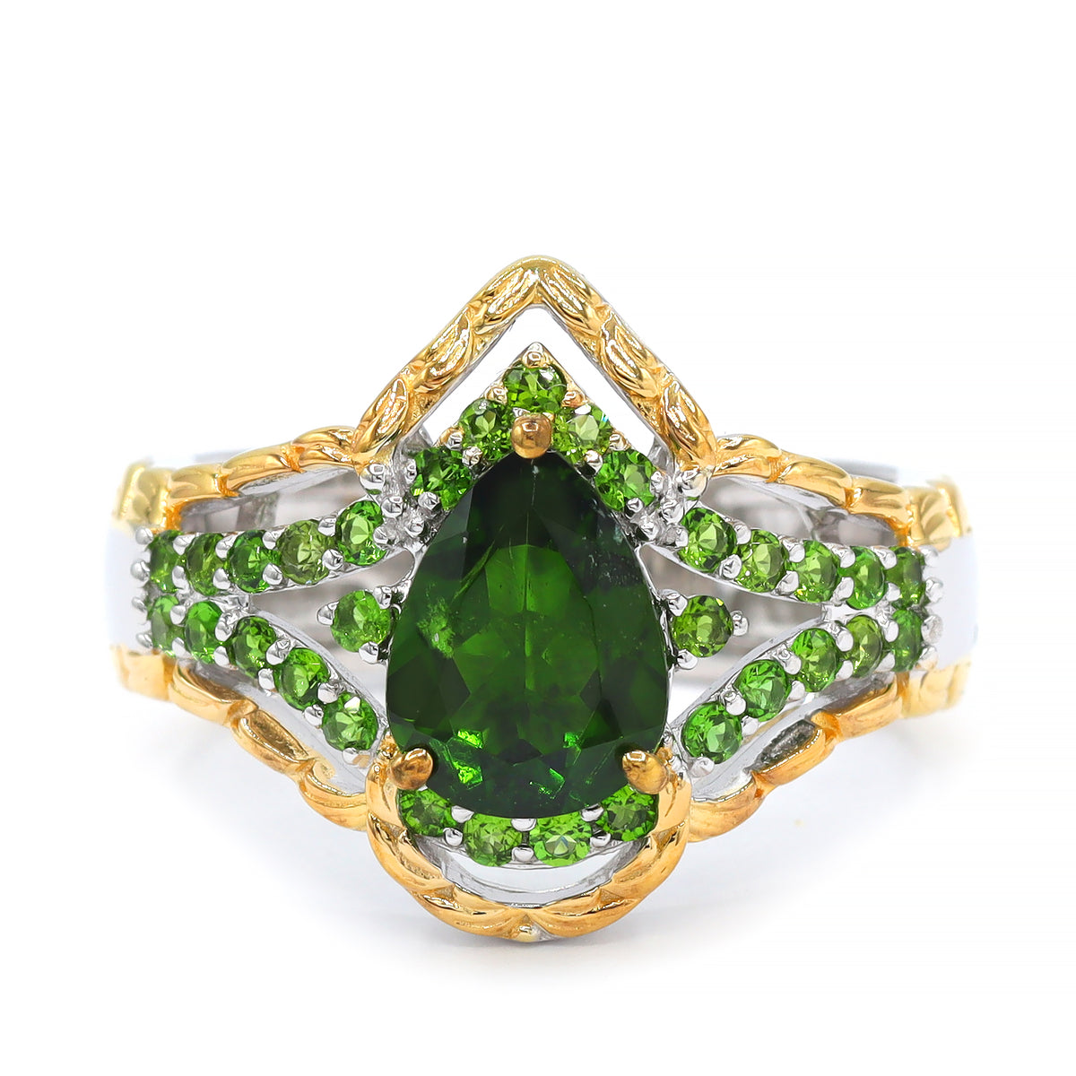 Gems en Vogue 24K Palladium Silver 2.20ctw Chrome Diopside Ring
