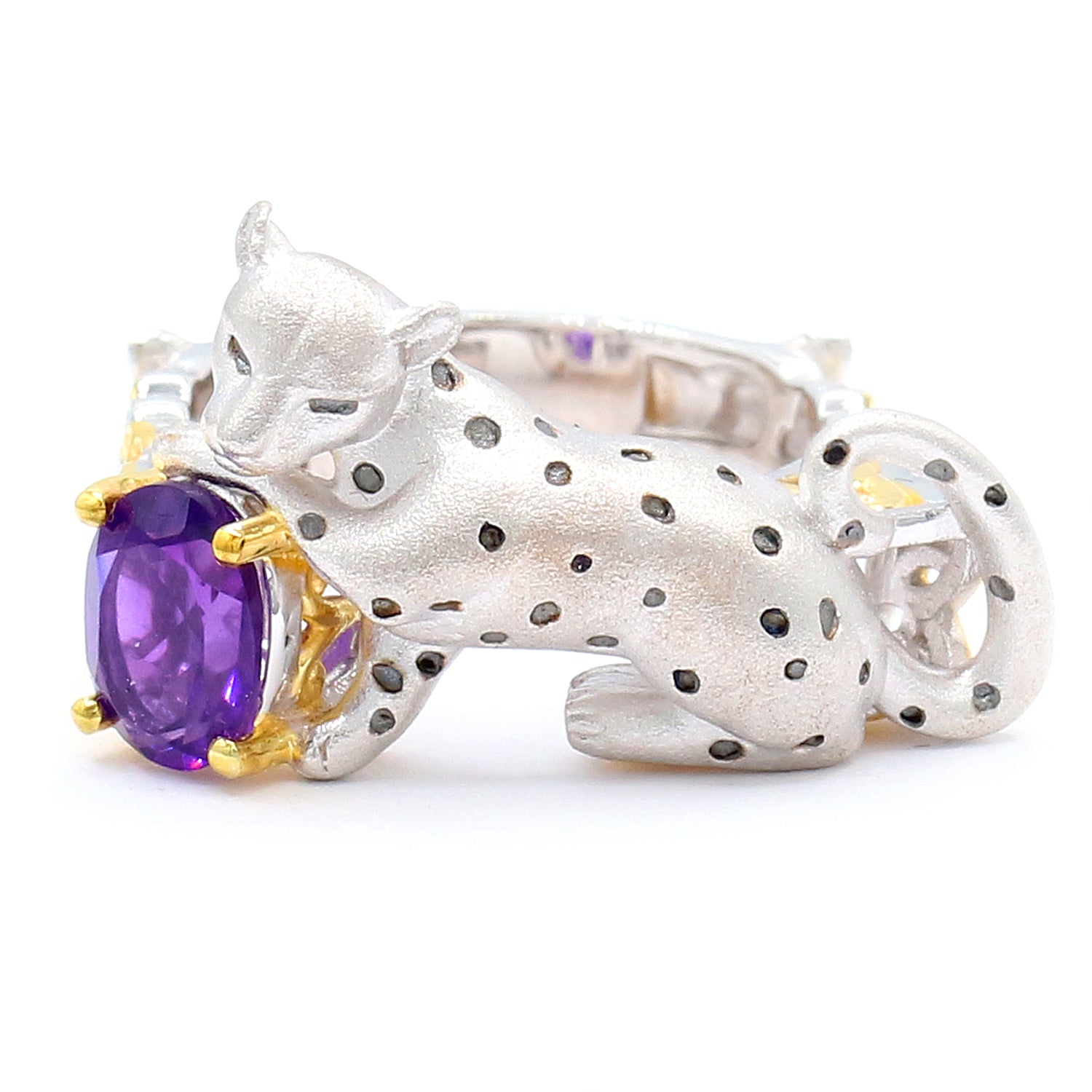 Gems en Vogue 1.14ctw Amethyst Panther Ring