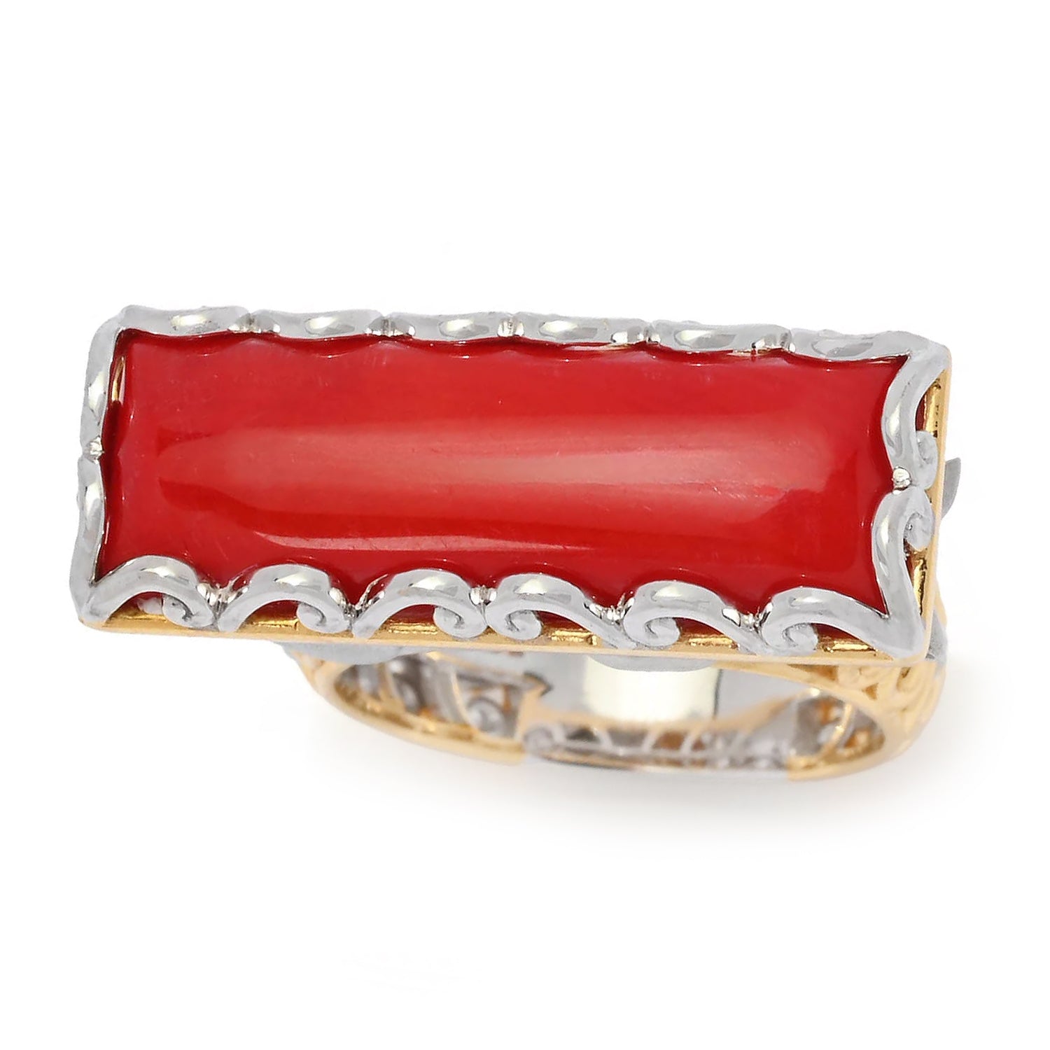 Bague Panthère espiègle en corail rouge Gems en Vogue