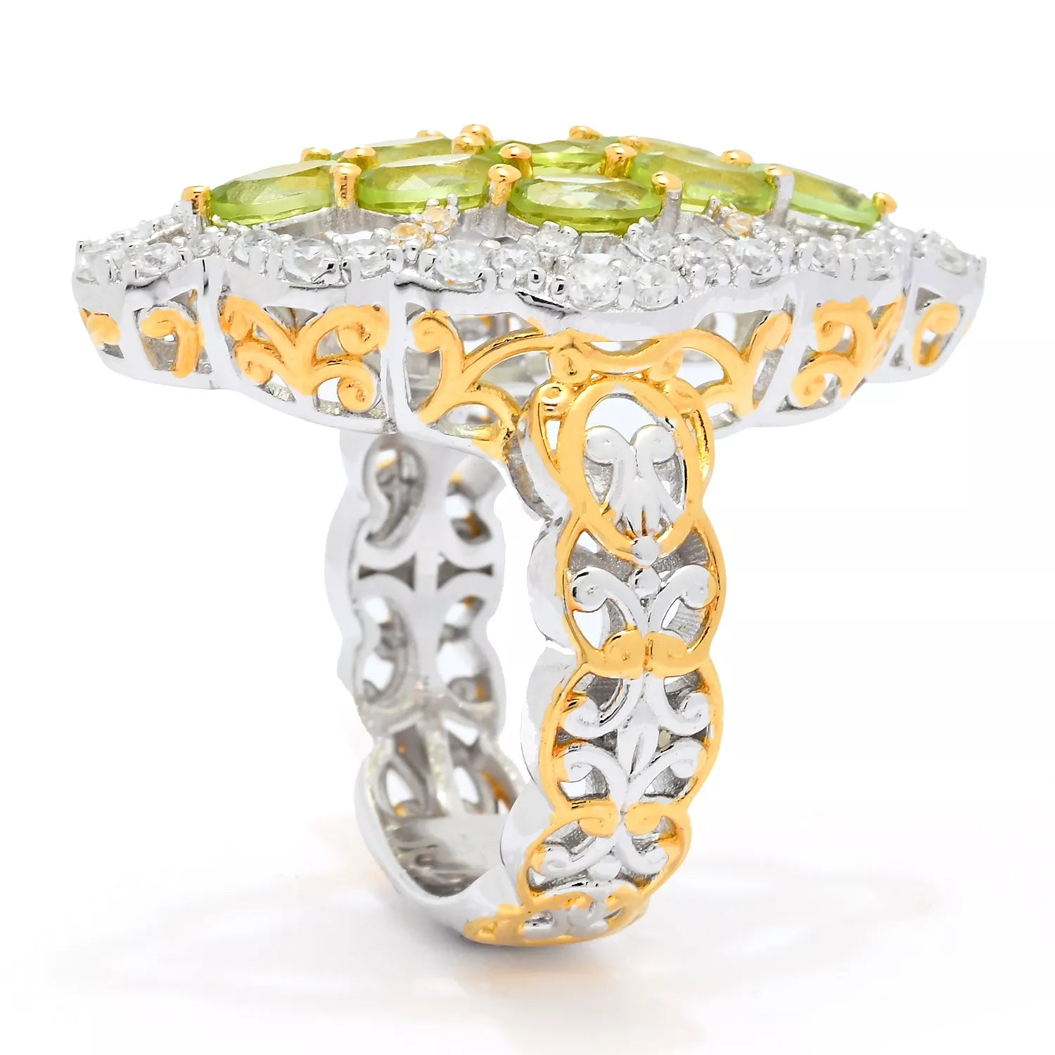 Gems en Vogue 3.14ctw Peridot & White Zircon Ring