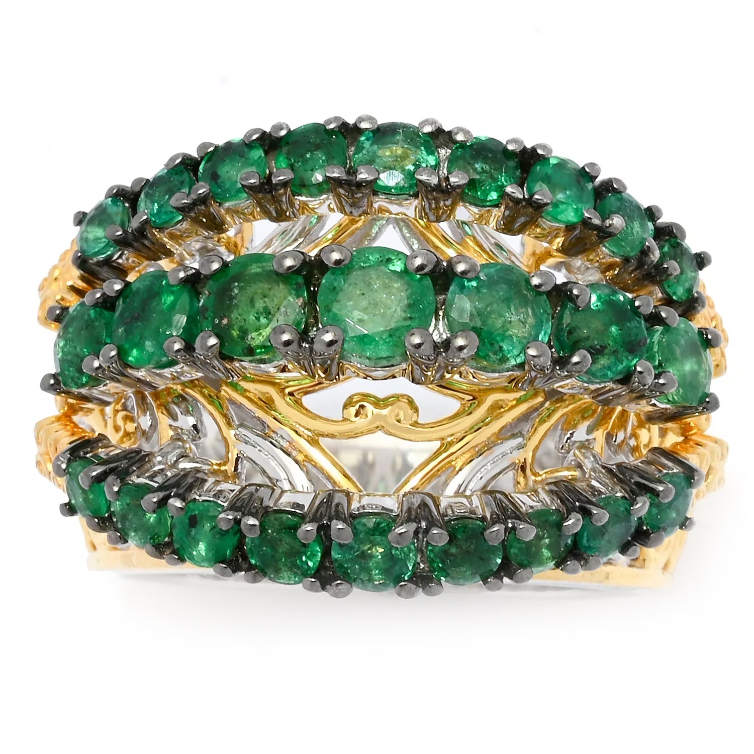 Gems en Vogue 2.23ctw Grizzly Emerald Highway Flipping Ring