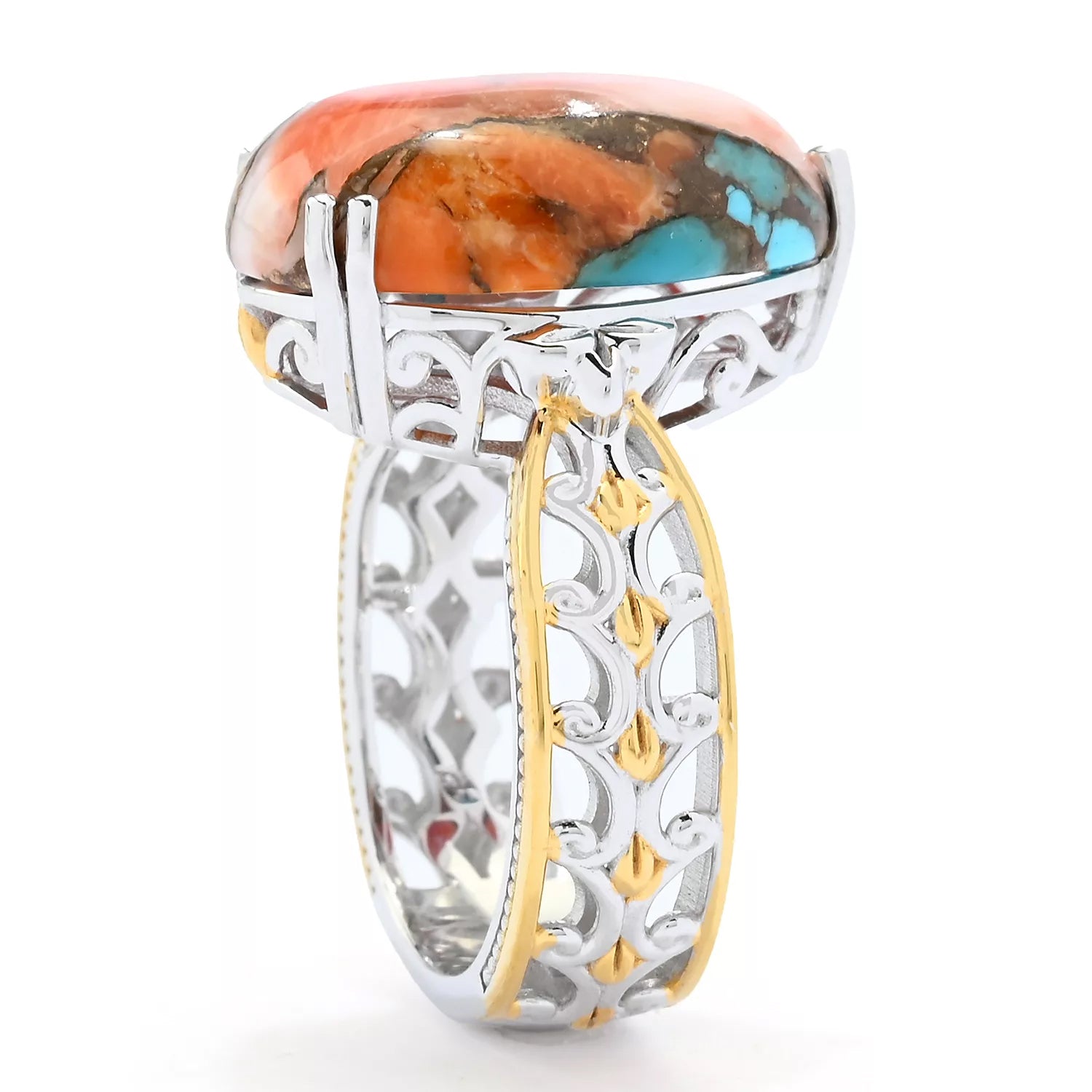 Gems en Vogue Pear Spiny Oyster Turquoise Ring