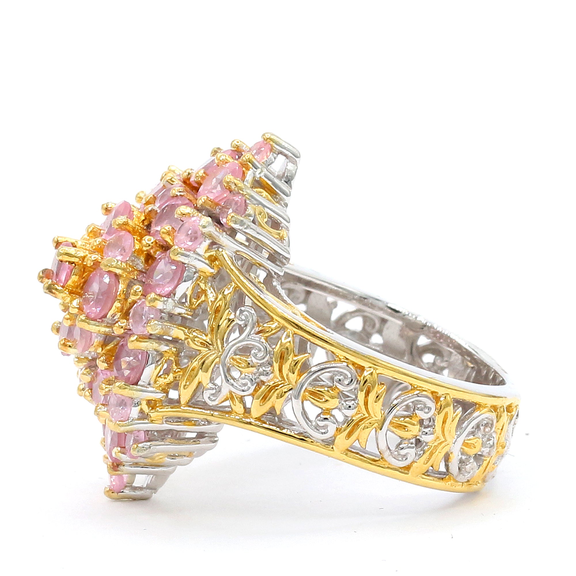 Gems en Vogue One-of-a-Kind 24K Palladium Silver 2.42ctw Tanzanian Pink Spinel Cluster Ring