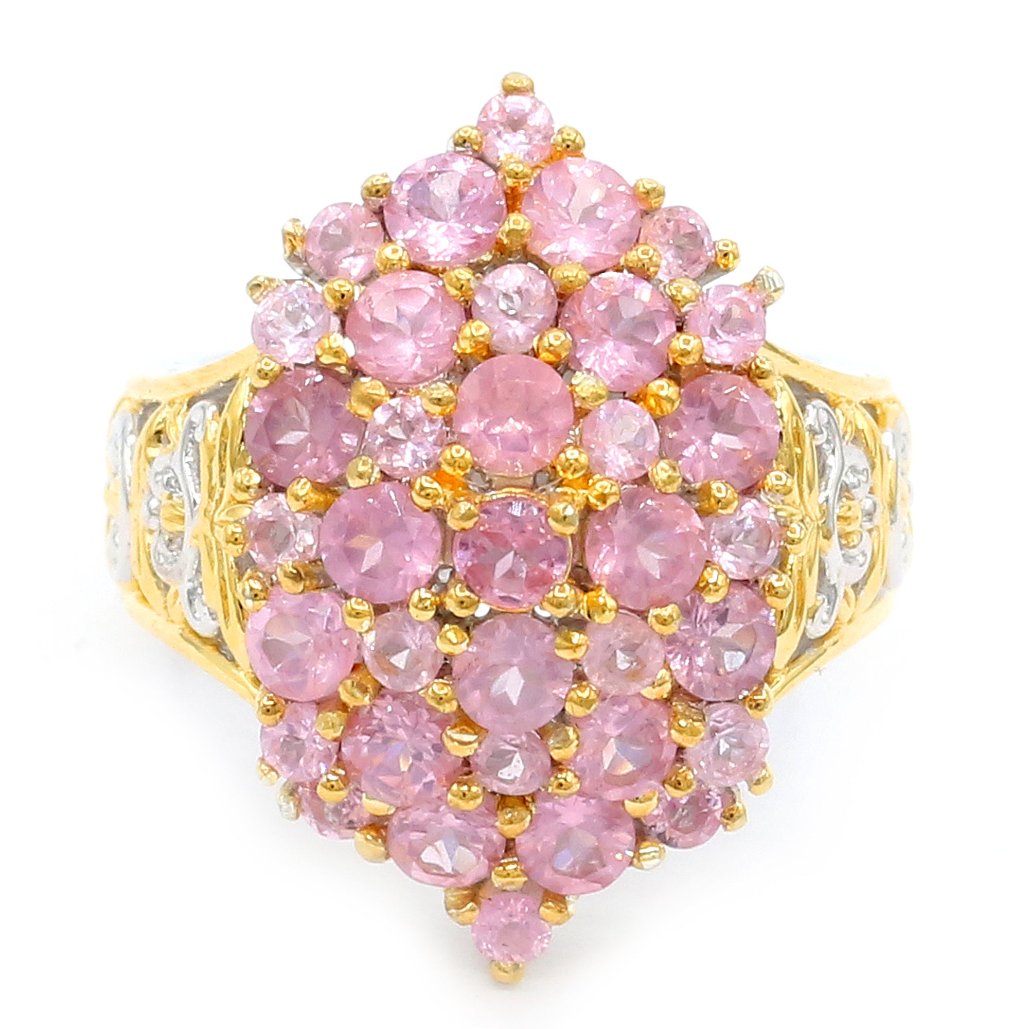Gems en Vogue One-of-a-Kind 24K Palladium Silver 2.42ctw Tanzanian Pink Spinel Cluster Ring
