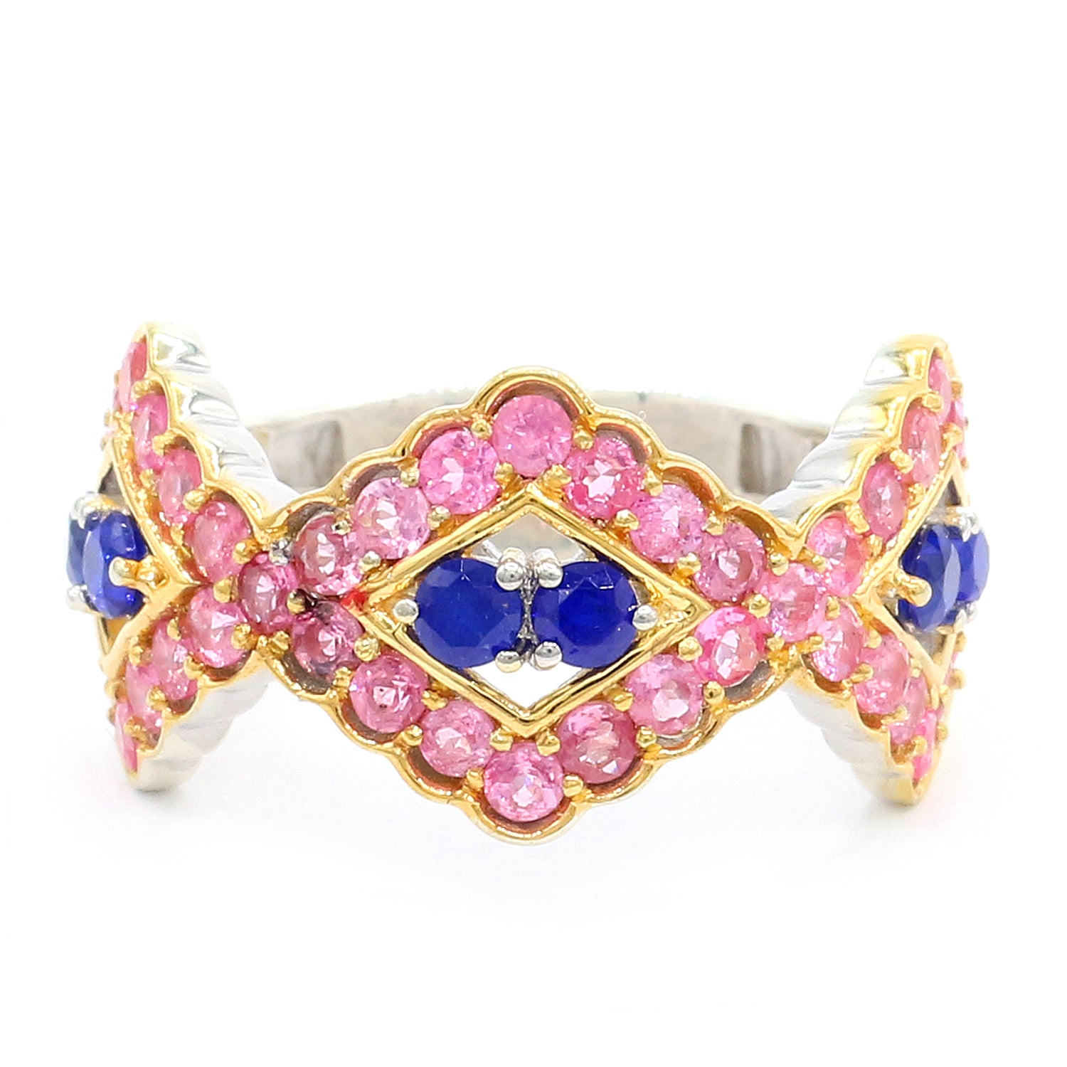 Gems en Vogue One-of-a-Kind 1.89ctw Cobalt Blue Spinel & Pink Spinel Ring