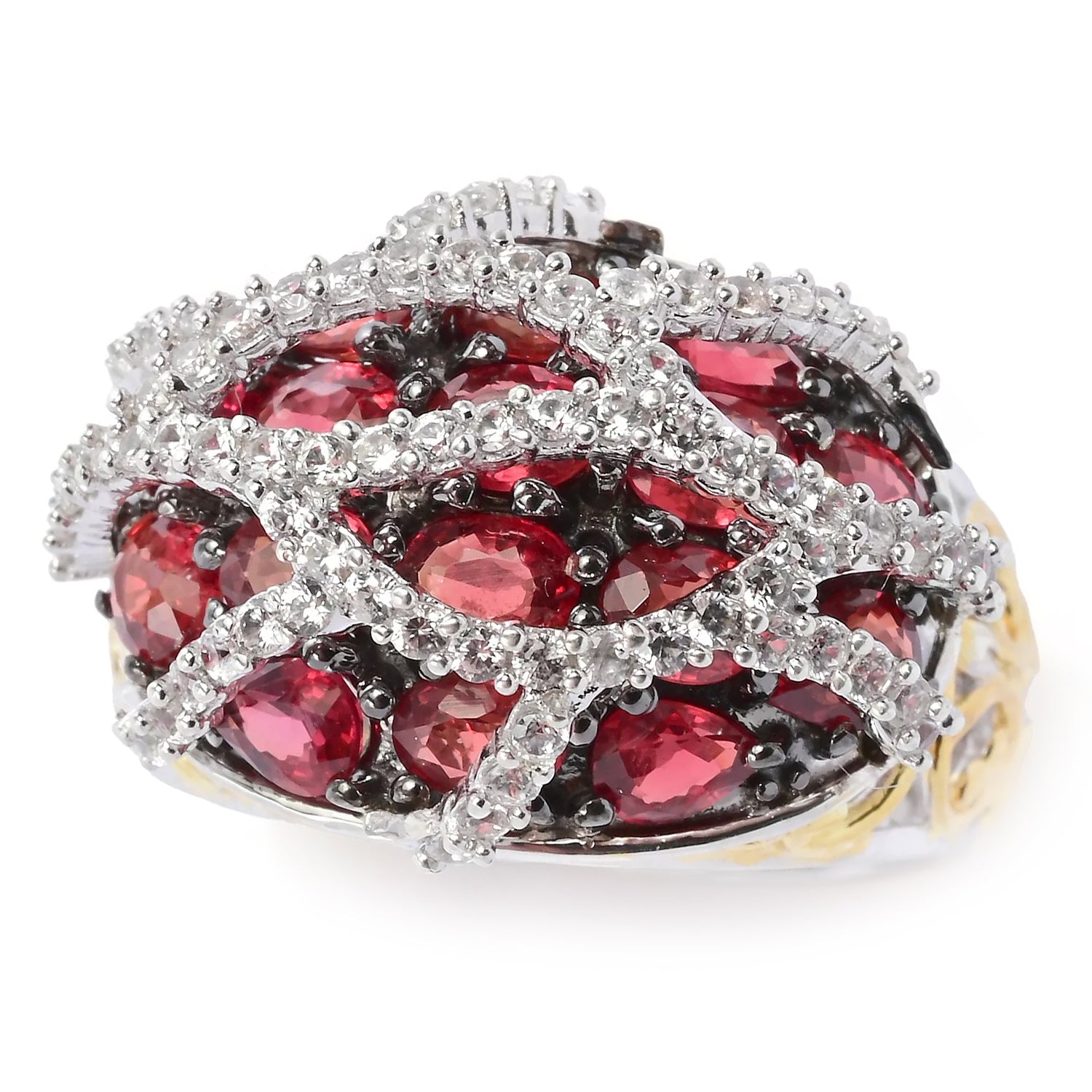 Gems en Vogue 3.92ctw Red Sapphire & White Zircon Ring