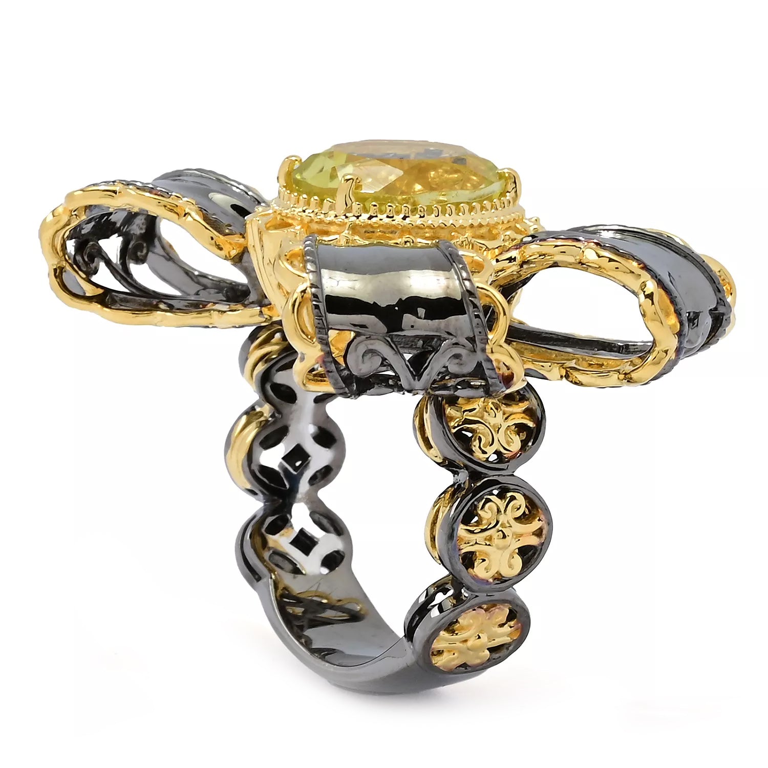 Gems en Vogue 3.60ctw Ouro Verde Ribbon Ring