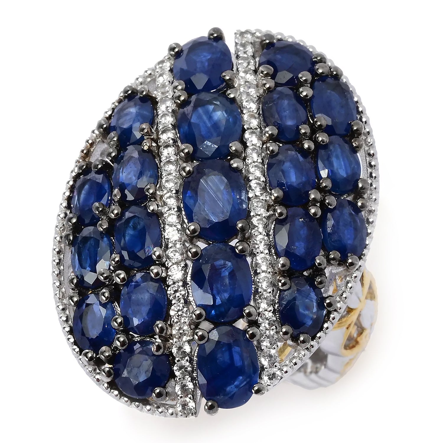 Gems en Vogue 6.01ctw Royal Blue Sapphire & White Zircon Ring