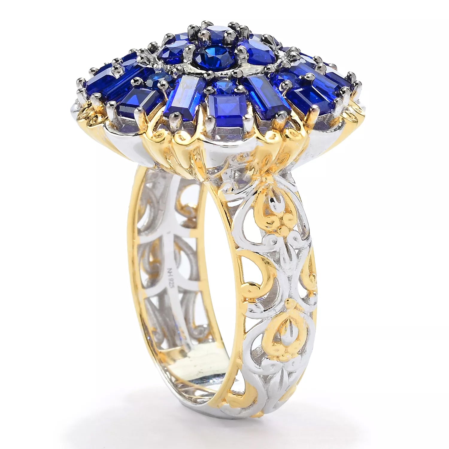 Gems en Vogue 24K Palladium Silver 2.79ctw Cobalt Blue Spinel Ring