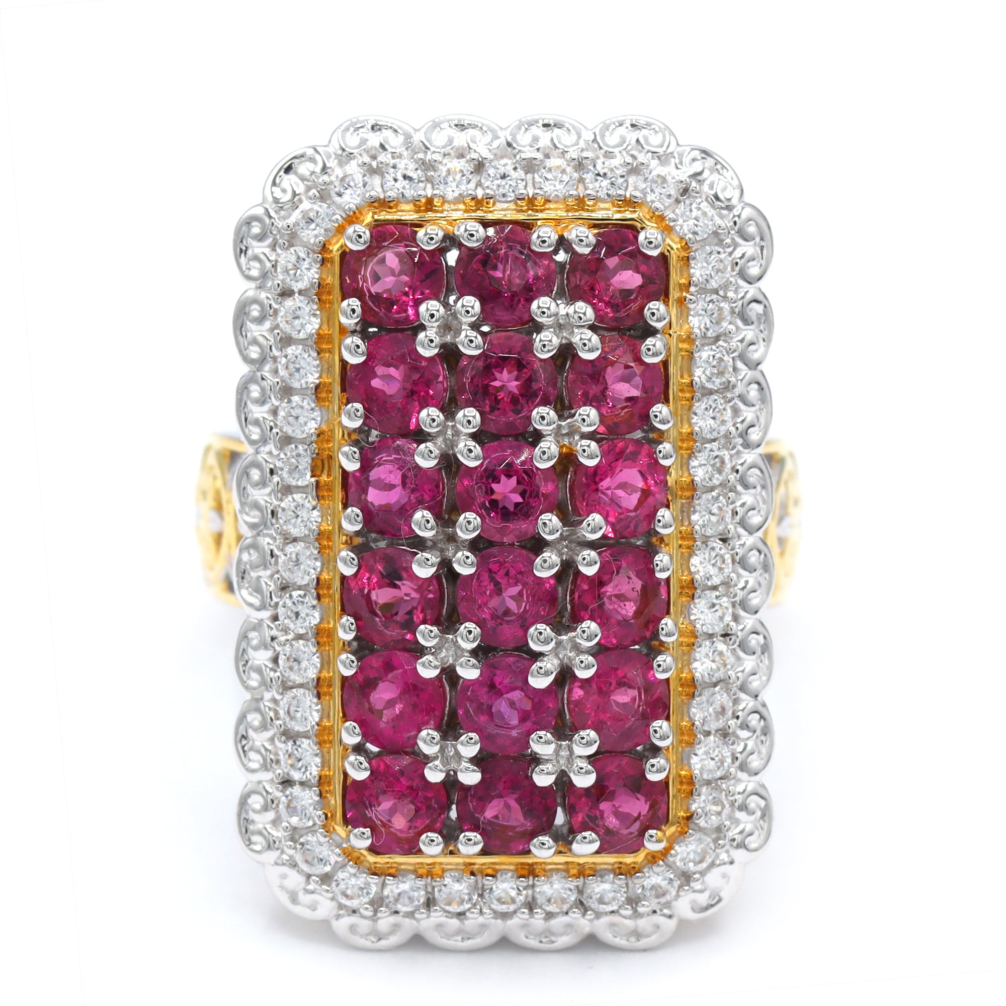 Gems en Vogue One-of-a-Kind 24K Palladium Silver 4.50ctw Rubellite & White Zircon Ring