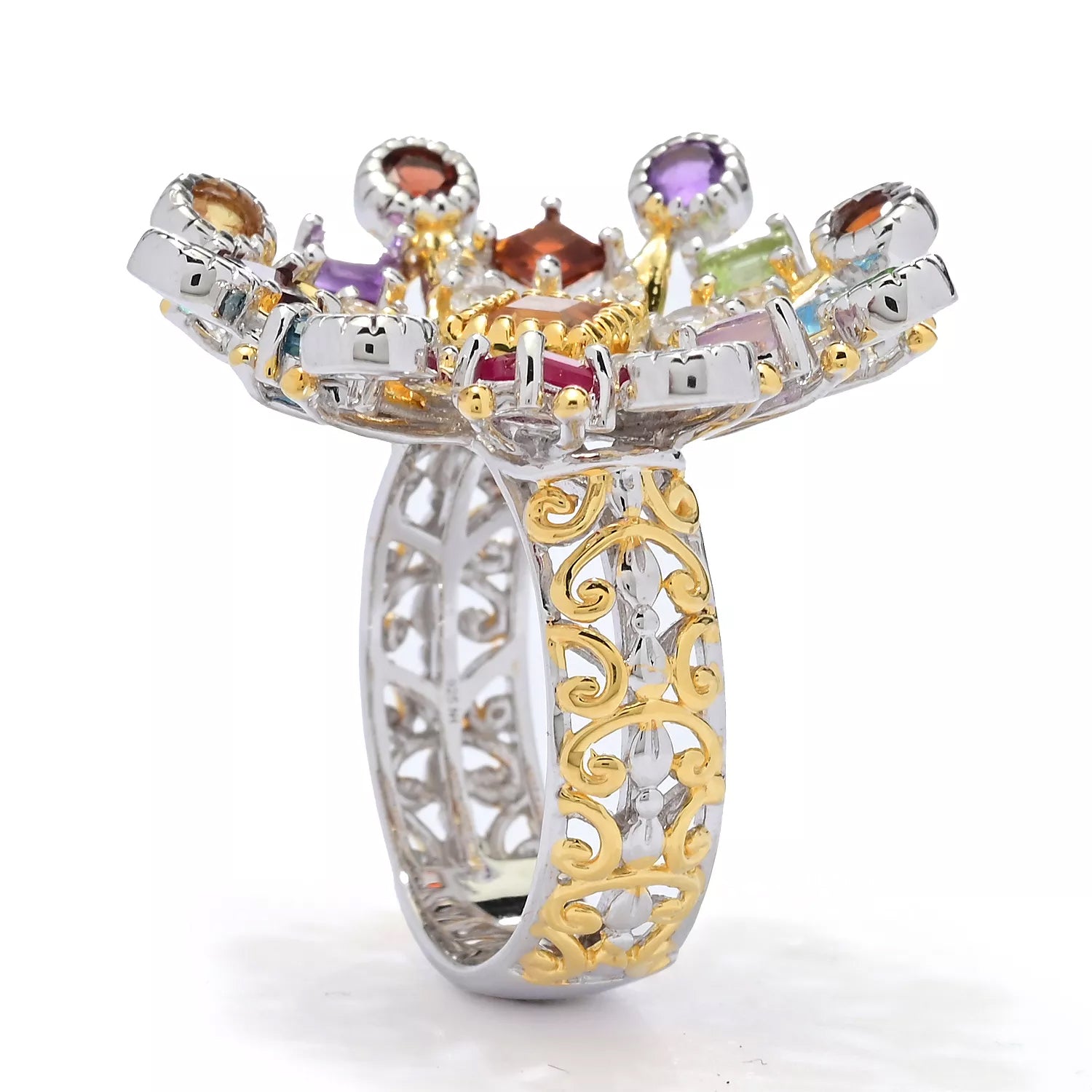 Gems en Vogue 3.38ctw Multi Gemstones Rainbow "Celebration" Ring