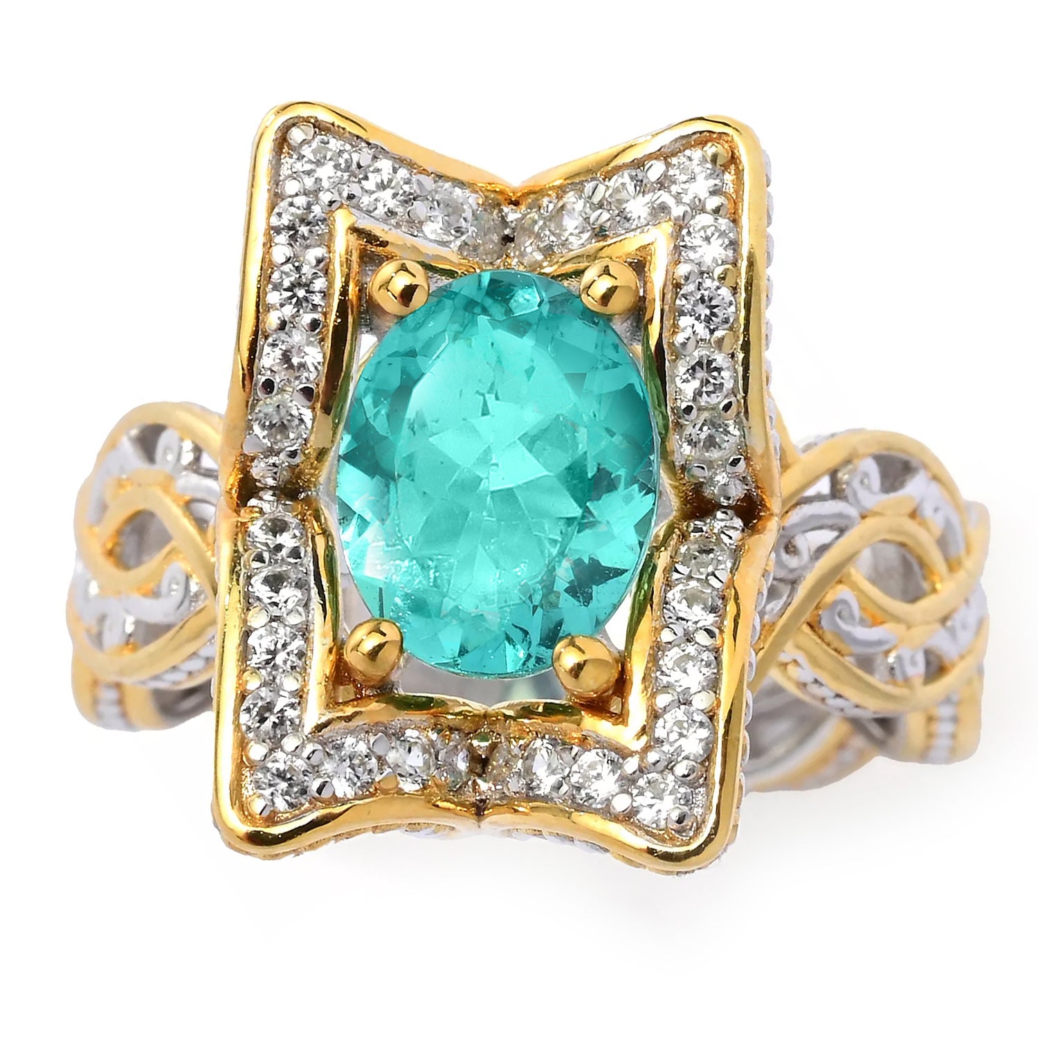Gems en Vogue 2.17ctw Dauphin Apatite & White Zircon Ring