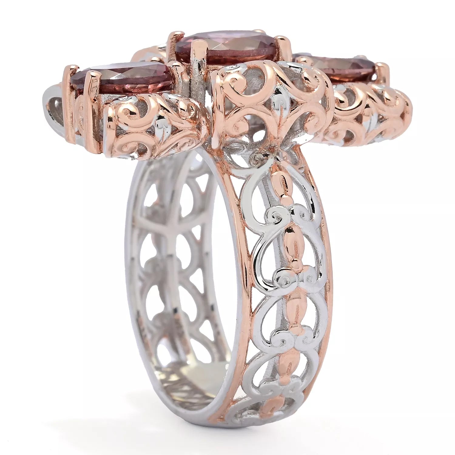 Gems en Vogue 3.54ctw Rose Zircon Three Stone Ring