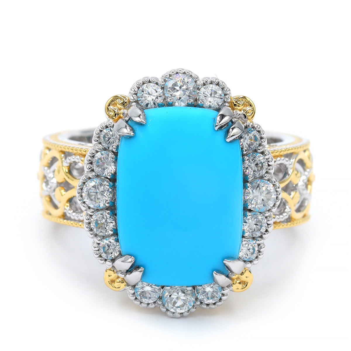 Bague Gems en Vogue en forme de poire avec turquoise Sleeping Beauty et zircon blanc