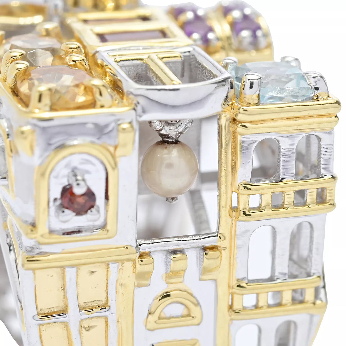 Gems en Vogue 24K Palladium Silver 2.96ctw Multi Gemstones SoHo Ring