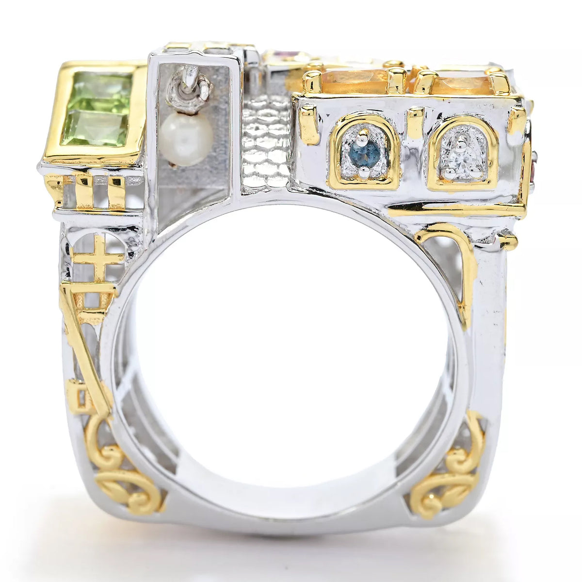 Gems en Vogue 24K Palladium Silver 2.96ctw Multi Gemstones SoHo Ring