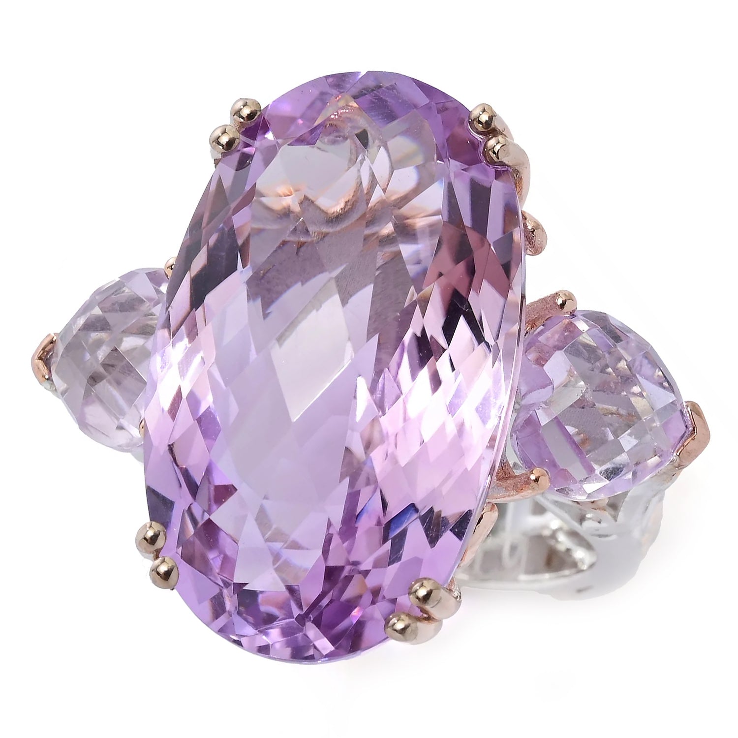 Gems en Vogue 23.86ctw Oval & Heart Shape Pink Amethyst Honker Ring
