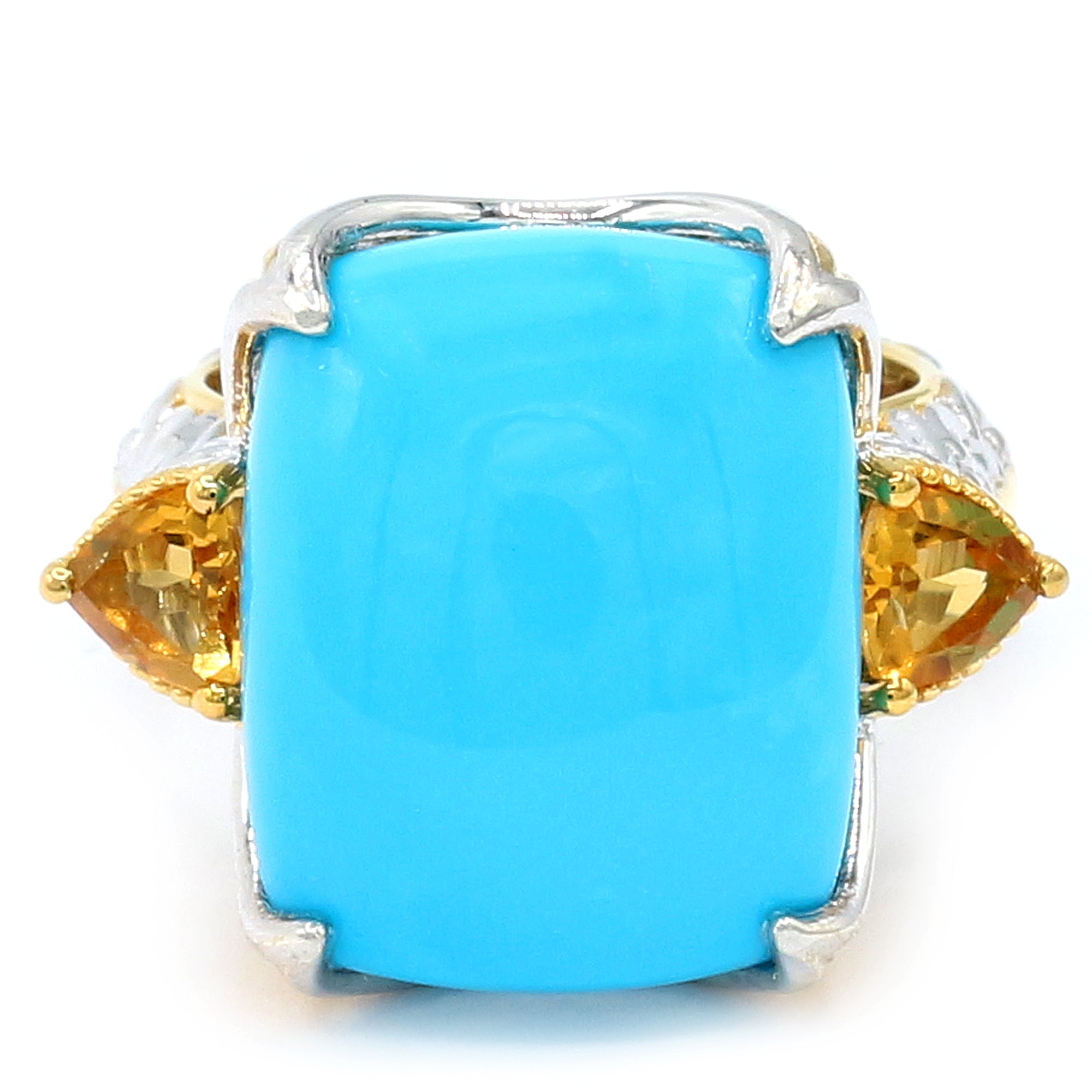 Couture Gems One-of-a-Kind 26.49ctw Sleeping Beauty Turquoise & Citrine Ring