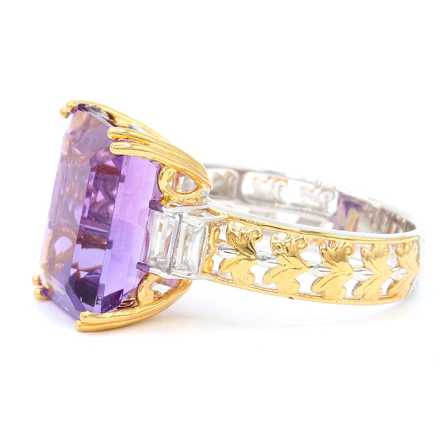 Gems en Vogue 13.95ctw African Amethyst & White Zircon Ring