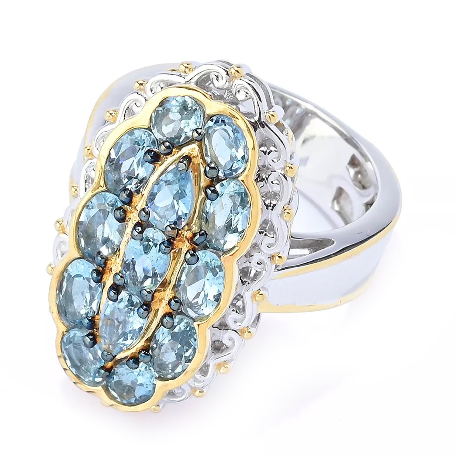 Gems en Vogue 2.21ctw Pear & Oval Shape Tanzanian Aquamarine Ring