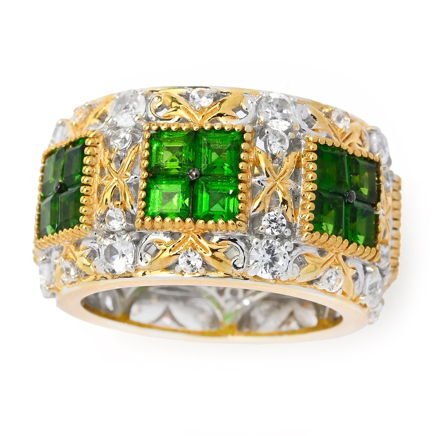 Gems en Vogue 5.54ctw Chrome Diopside & White Zircon Eternity Band Ring CANNOT BE RESIZED