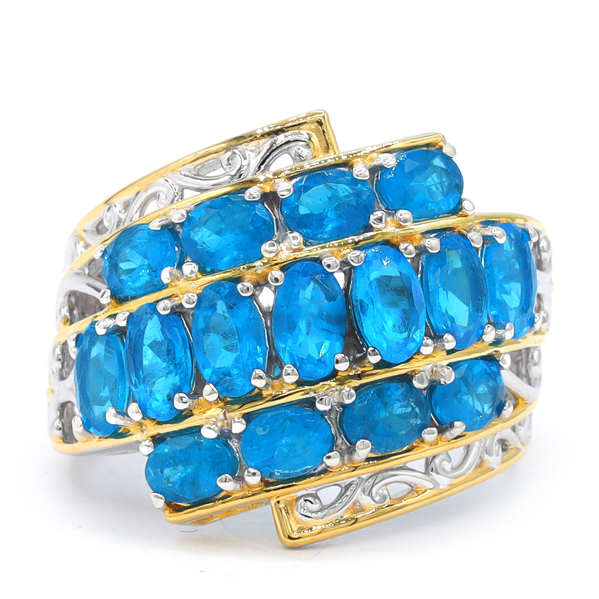 Bague Gems en Vogue Apatite Néon 2,41 carats et Zircon Blanc