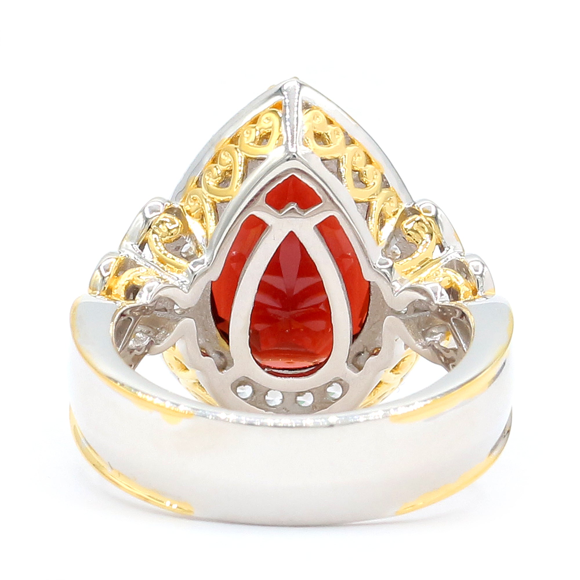 Gems en Vogue 24K Palladium Silver 5.94ctw Mozambique Garnet & White Zircon Halo Ring