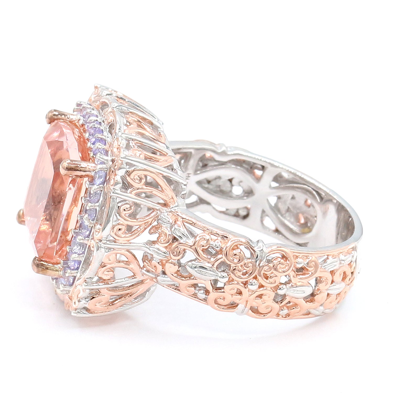 Couture Gems 5.06ctw Peach Morganite & Tanzanite Ring