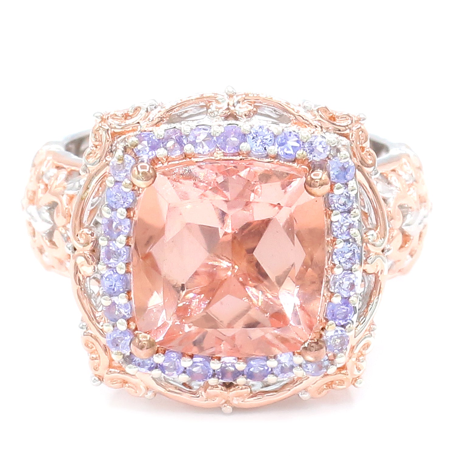 Couture Gems 5.06ctw Peach Morganite & Tanzanite Ring