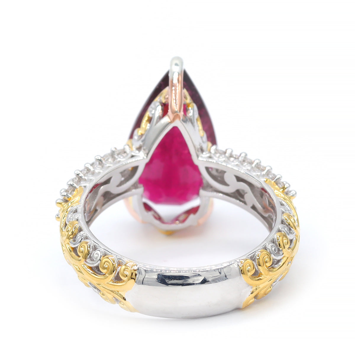 Couture Gems One-of-a-Kind 24K Palladium Silver 6.62ctw Rubellite & White Zircon Ring