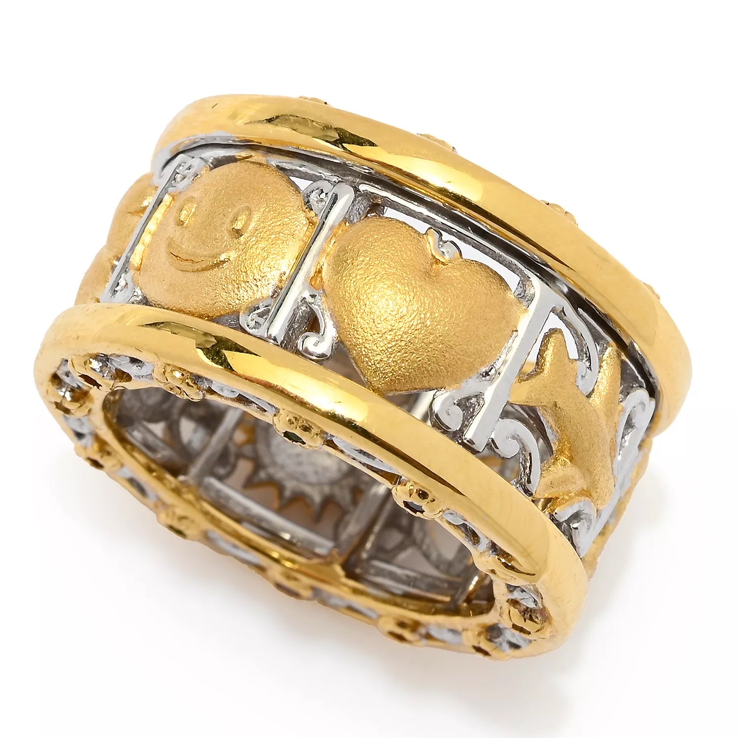 Gems en Vogue 0.21ctw Multi Gemstones Fortune Wheel Spinner Ring - CANNOT BE SIZED