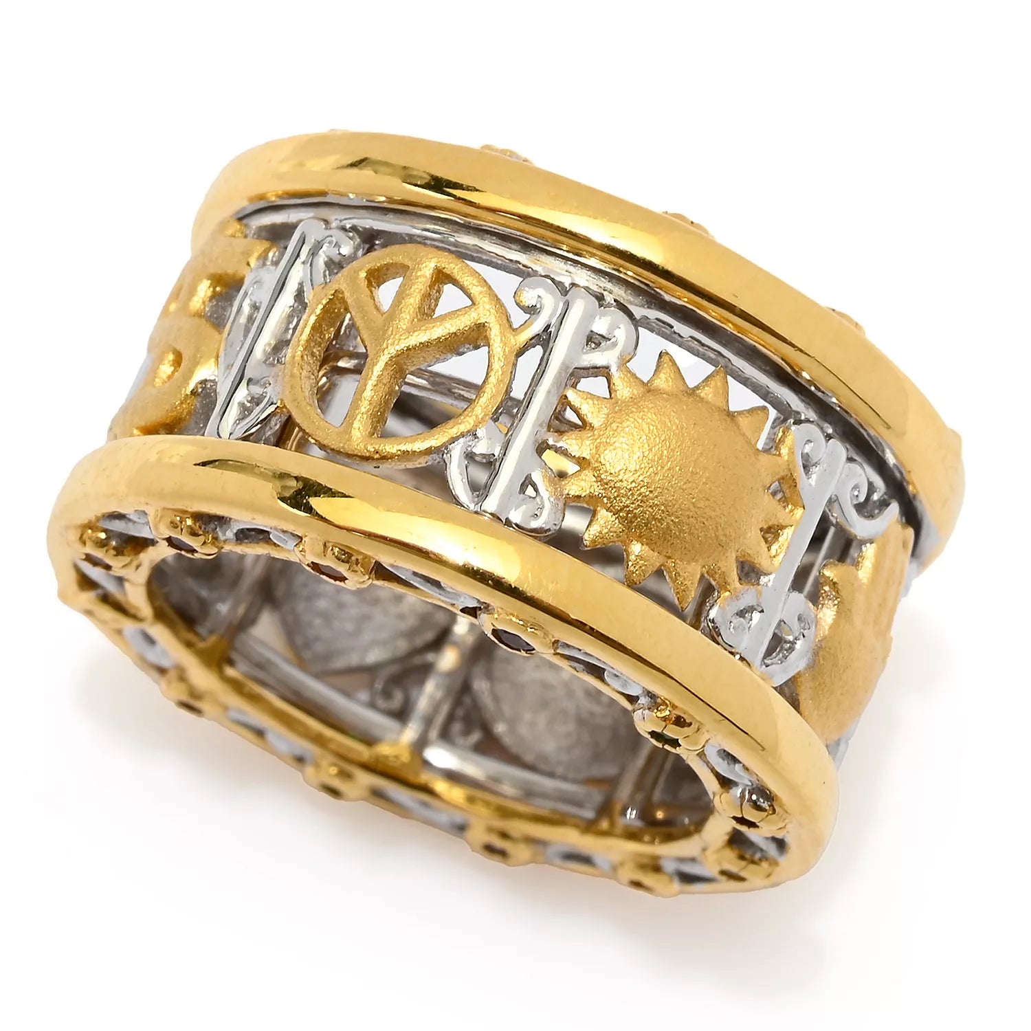 Gems en Vogue 0.21ctw Multi Gemstones Fortune Wheel Spinner Ring - CANNOT BE SIZED