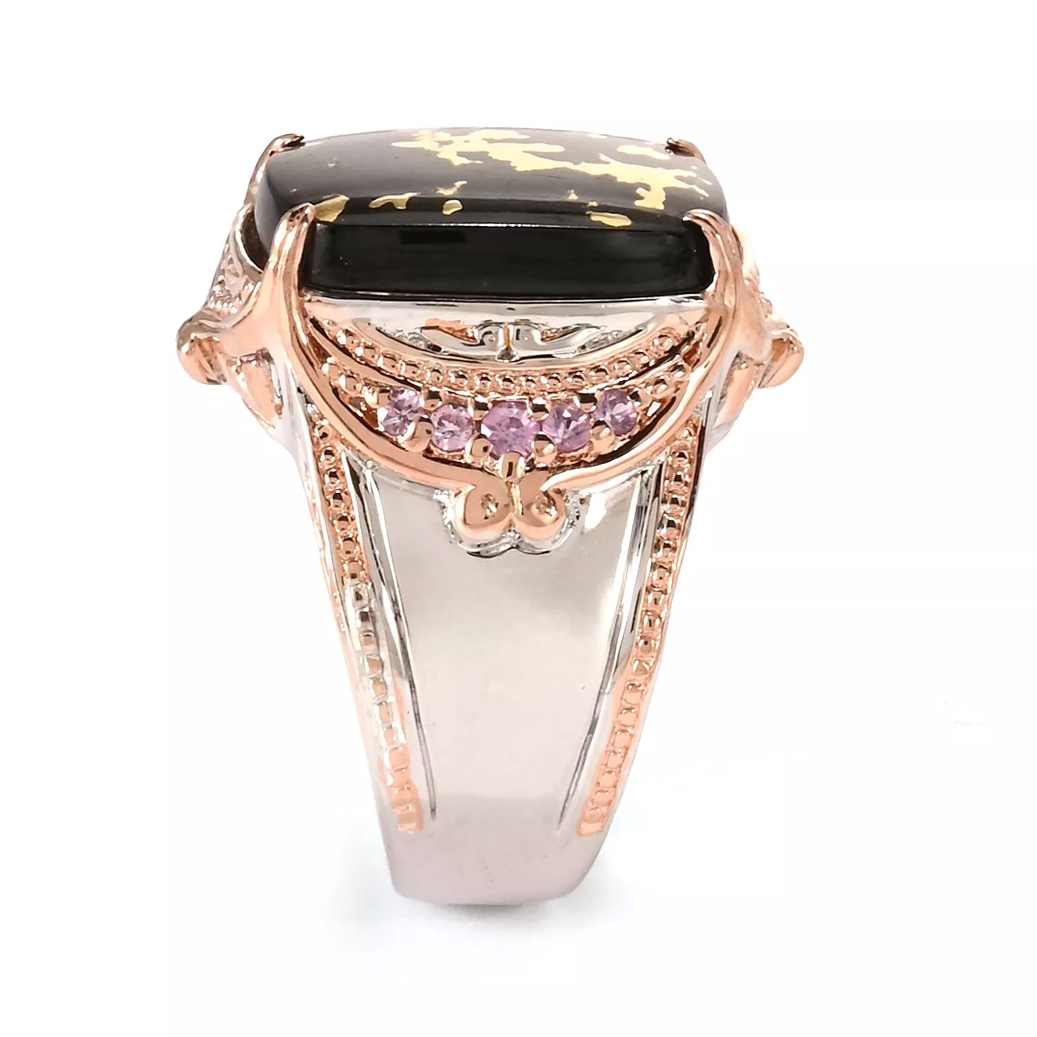 Gems en Vogue Goldenite & Pink Sapphire Ring