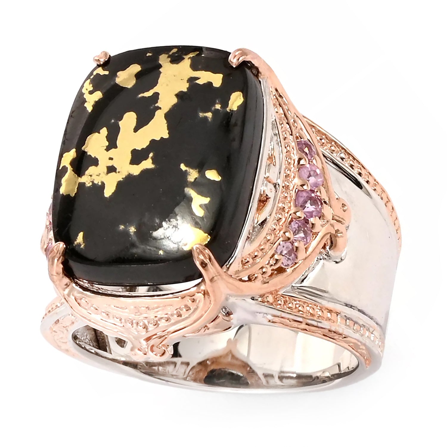 Gems en Vogue Goldenite & Pink Sapphire Ring