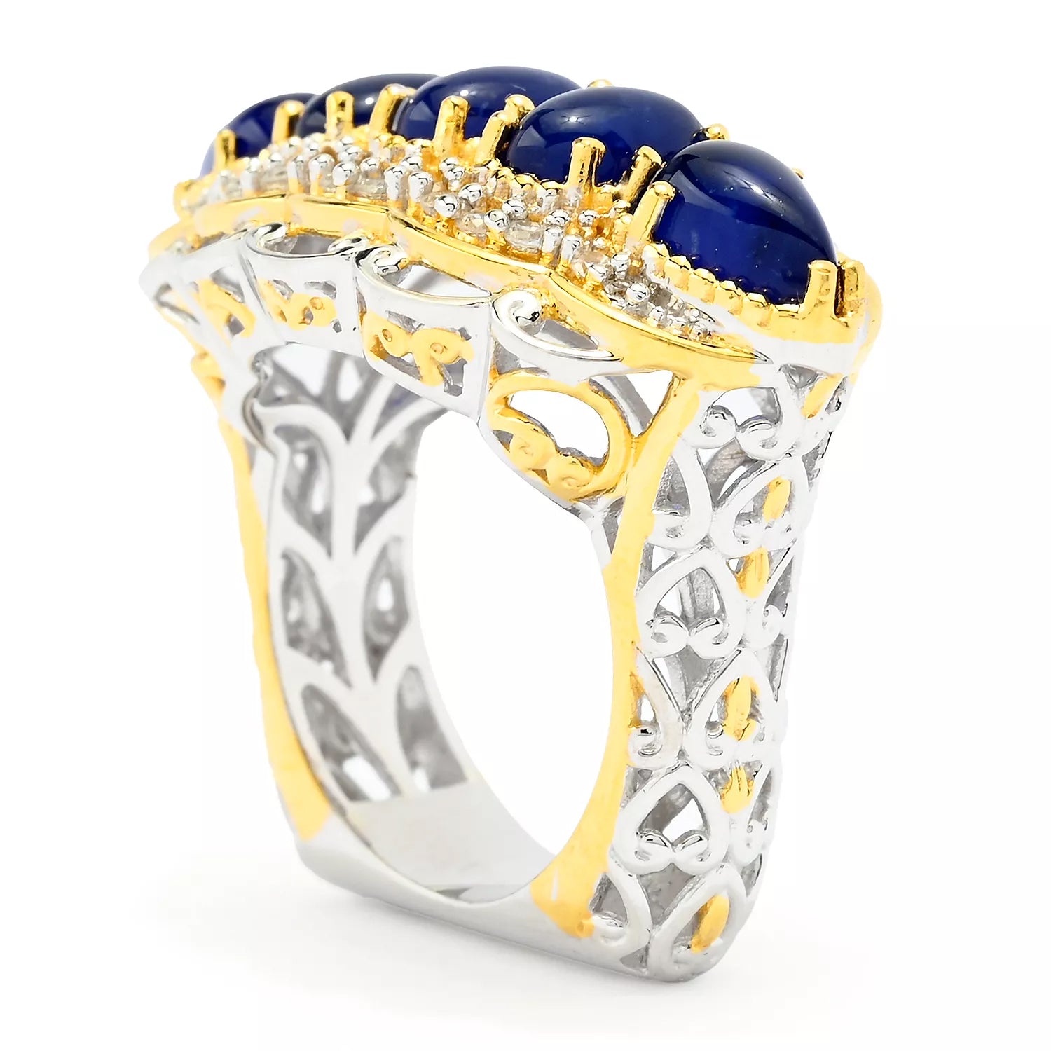Gems en Vogue Sodalite & White Zircon Five Stone Ring