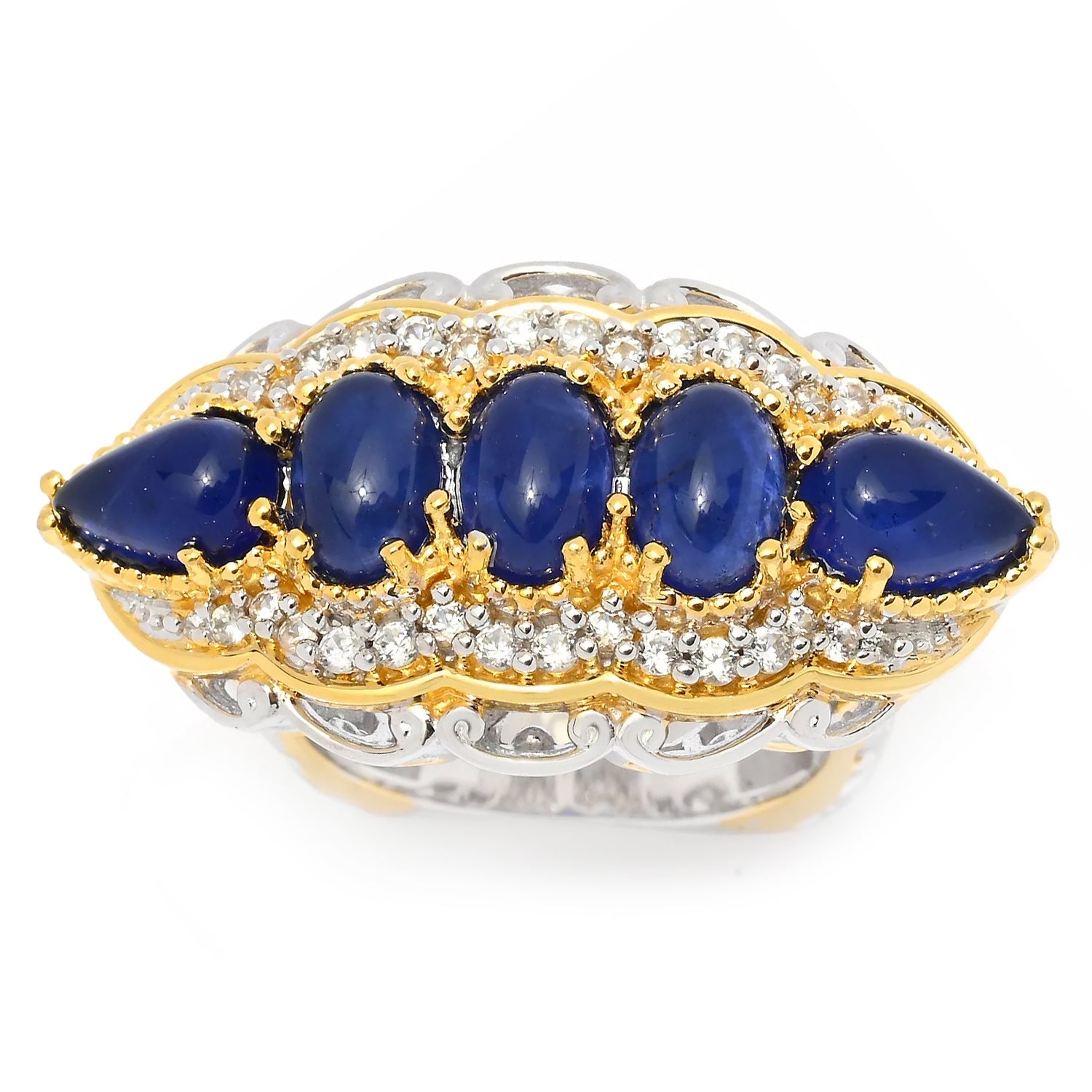Gems en Vogue Sodalite & White Zircon Five Stone Ring