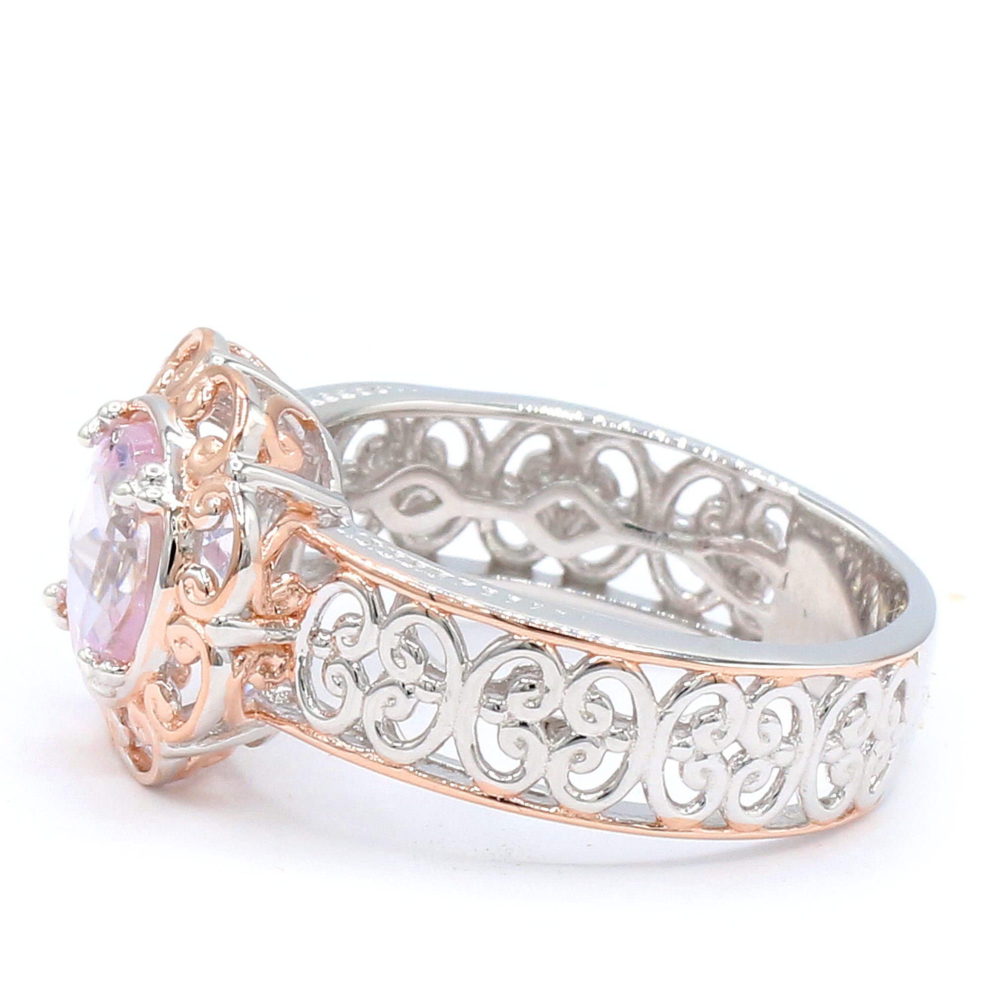 Gems en Vogue One-of-a-Kind 18K Palladium Silver 2.10ctw Pastel Morganite Ring