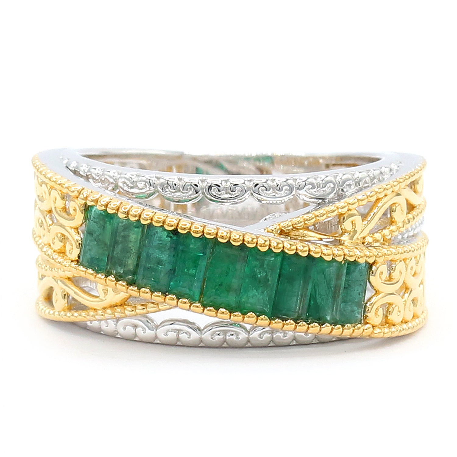 Bague "Grizzly Emerald Highway" en argent palladié 24 carats, 1,17 ctw, par Gems en Vogue