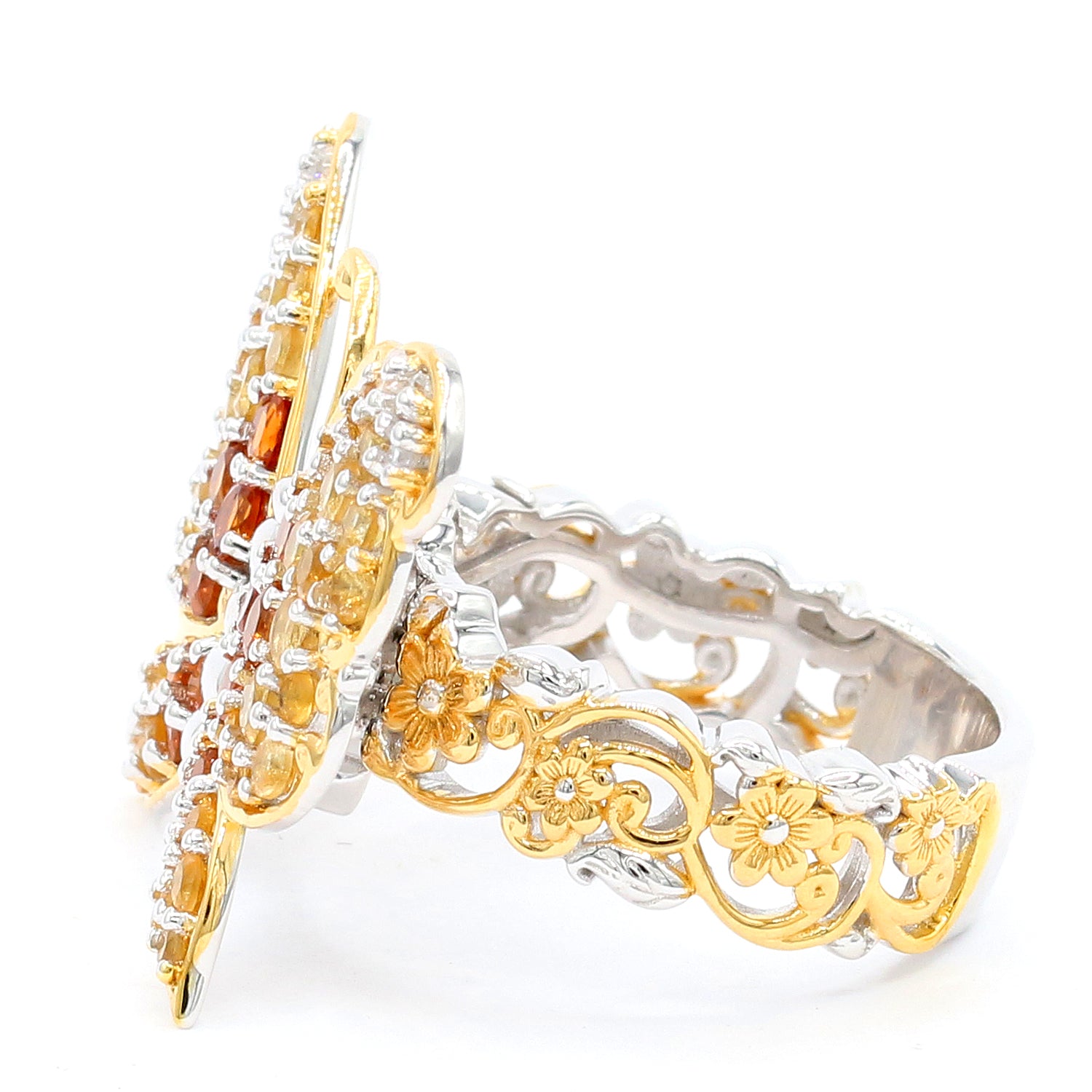 Gems en Vogue 2.68ctw Multi Citrine & White Zircon Ombre Flutter Butterfly Ring