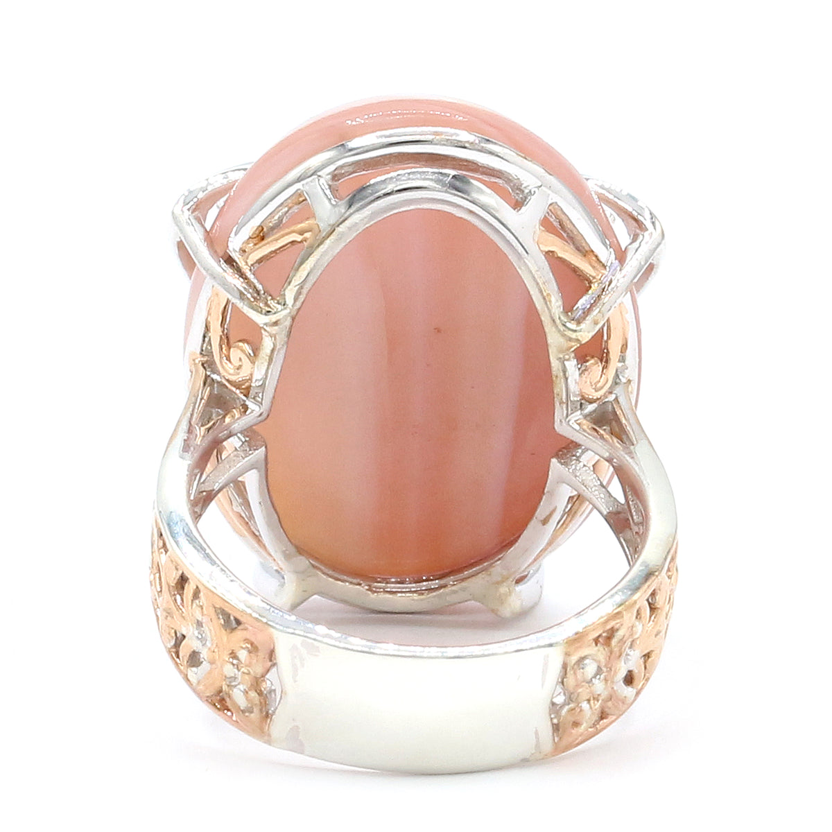 Bague fleur Gems en Vogue en coquillage conque rose et améthyste brésilienne