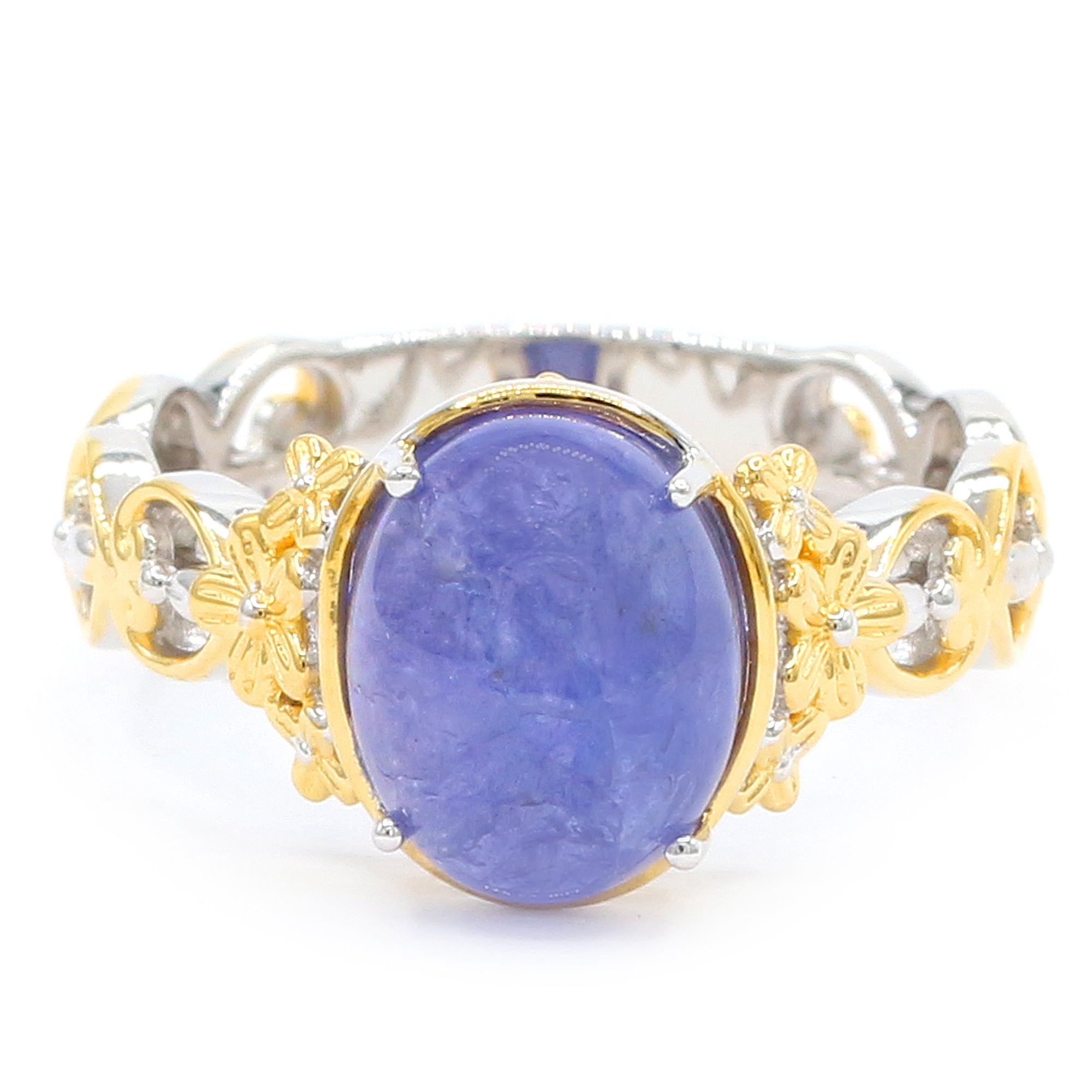 Gems en Vogue 24K Palladium Silver Tanzanite Flower Ring